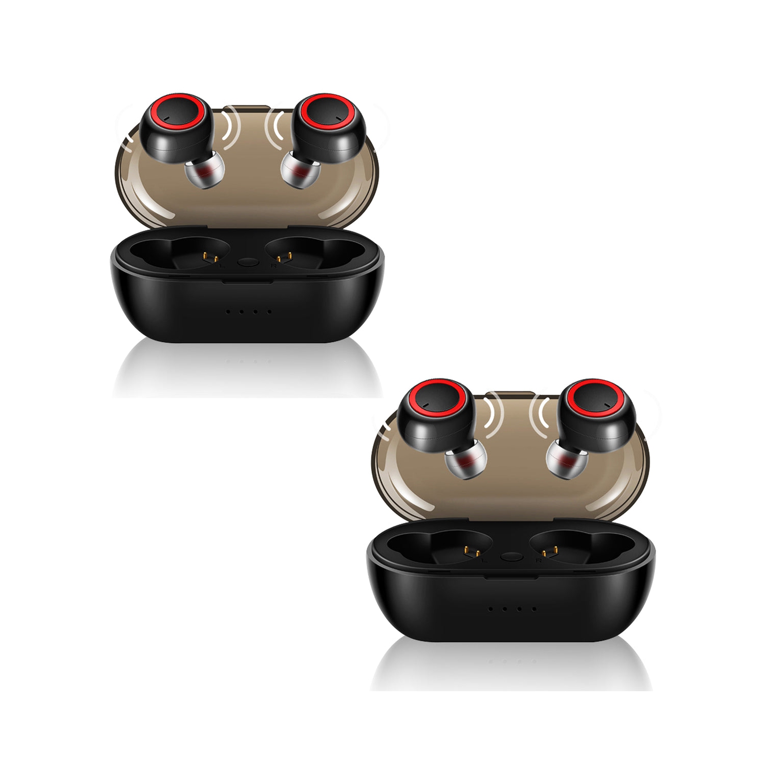 Wireless Earbuds Black 2 Pieces Noise Canceling Headphones Wireless Bluetooth 5.0 Powerful Beats and Clean Audio True w Extra Long Playback Use as Gym Headphones Gaming Calling