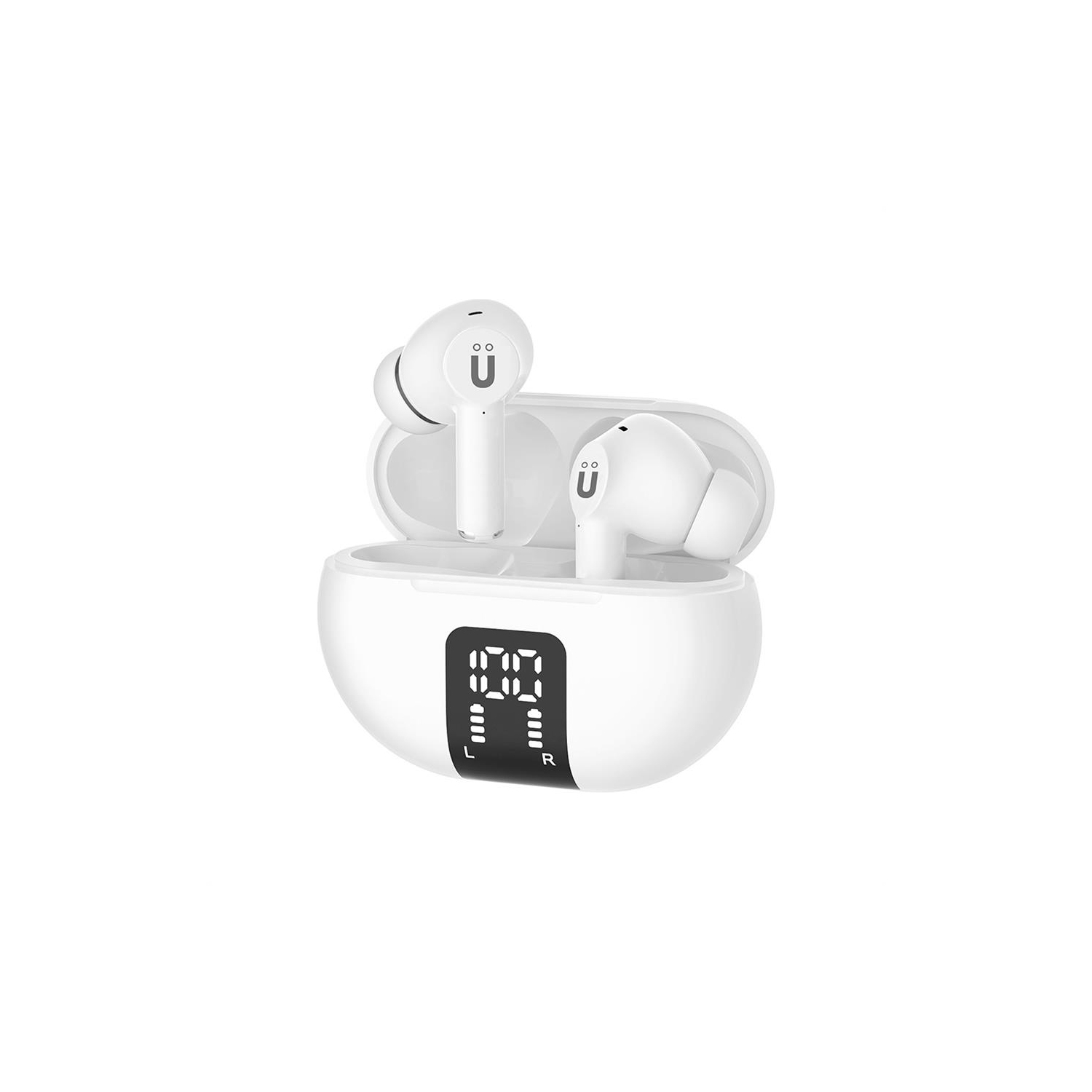 Uolo Pulse Elite 2 True Wireless ANC/ENC [Active Noise & Environmental Noise Cancelling] Bluetooth 5.3, Touch Control, Built in Mic for Phone Call - White