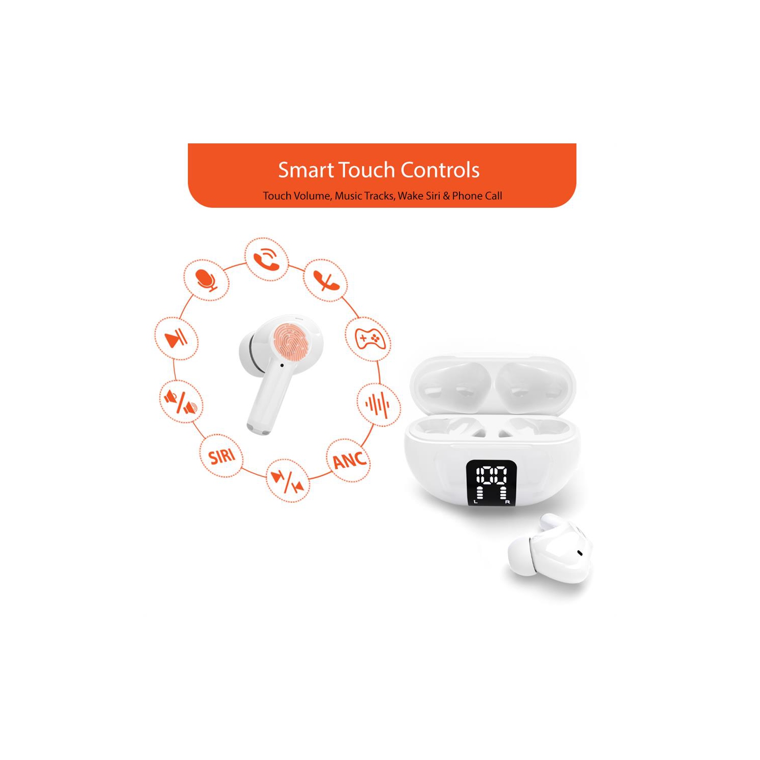 Uolo Pulse Elite 2 True Wireless ANC/ENC [Active Noise & Environmental Noise Cancelling] Bluetooth 5.3, Touch Control, Built in Mic for Phone Call -