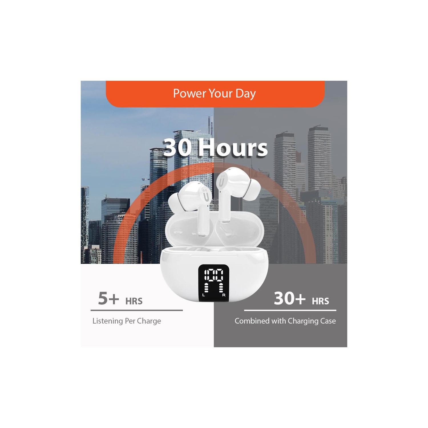 Uolo Pulse Elite 2 True Wireless ANC/ENC [Active Noise & Environmental Noise Cancelling] Bluetooth 5.3, Touch Control, Built in Mic for Phone Call -