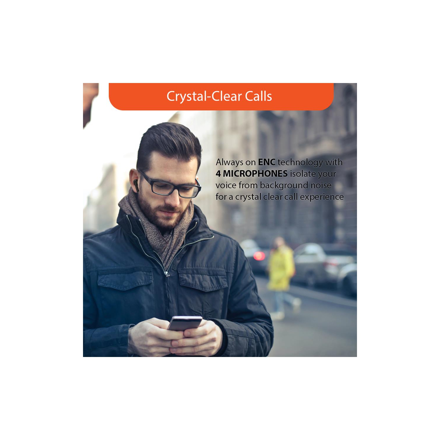 Uolo Pulse Elite 2 True Wireless ANC/ENC [Active Noise & Environmental Noise Cancelling] Bluetooth 5.3, Touch Control, Built in Mic for Phone Call -