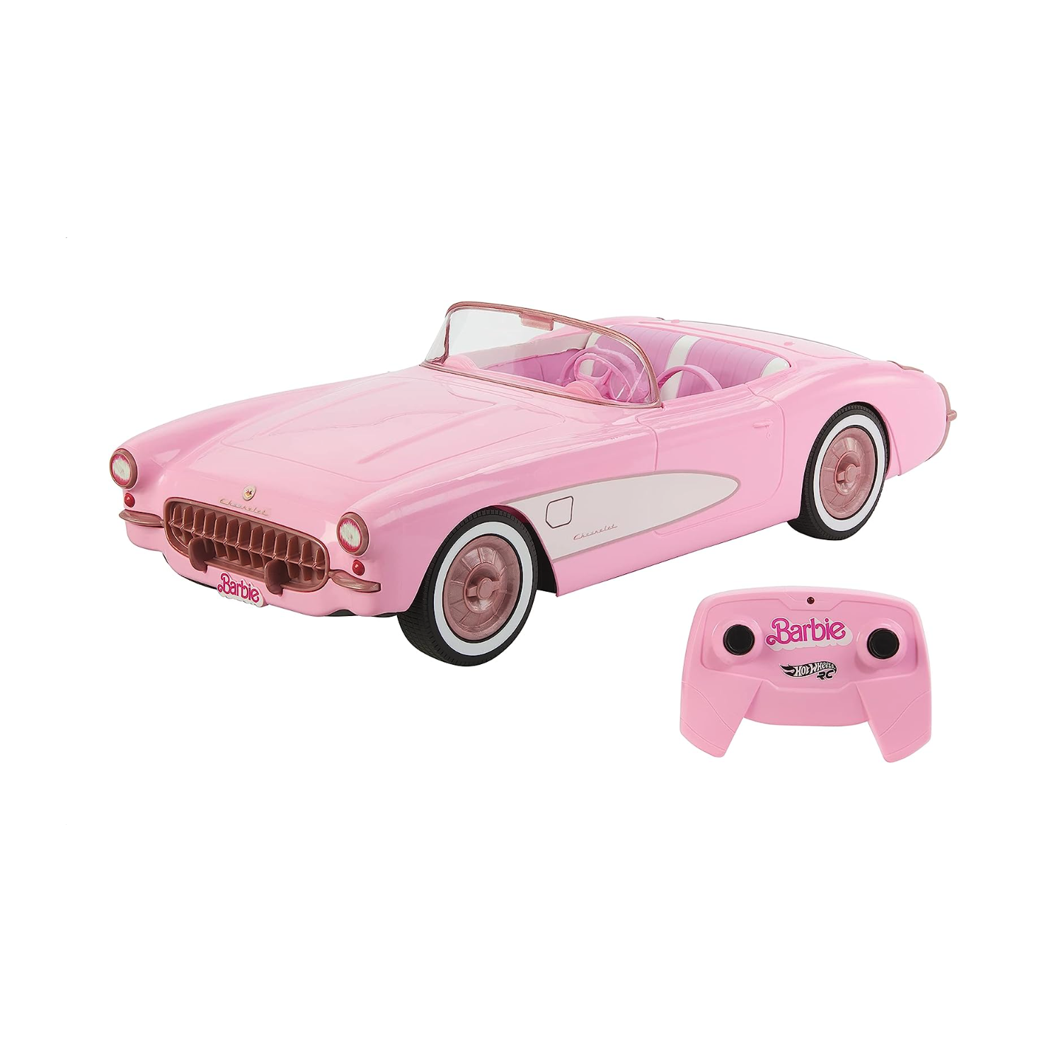 Hot Wheels – Barbie Corvette téléguidée, voiture jouet téléguidée à piles  du film Barbie