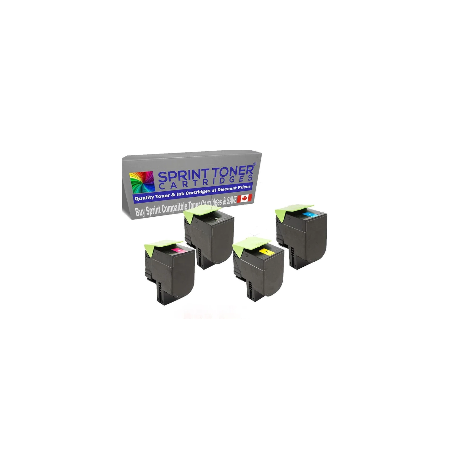 Compatible Lexmark CX410 / CX510, 801H HIGH YIELD Laser Toner Cartridges Set B/C/Y/M. CX410, CX510, Canadian Company