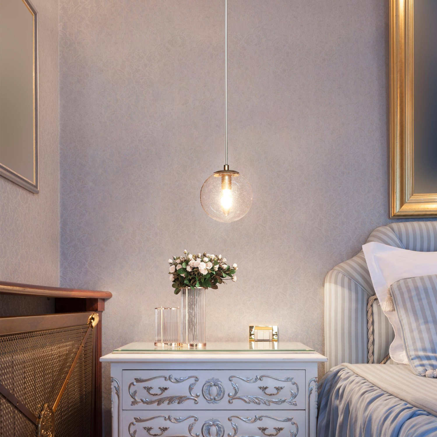 Lampe suspendue moderne Globe Kitchen Island, 1 lumières dorées avec mini-lampe suspendue moderne/contemporaine à DEL en forme de globe en verre