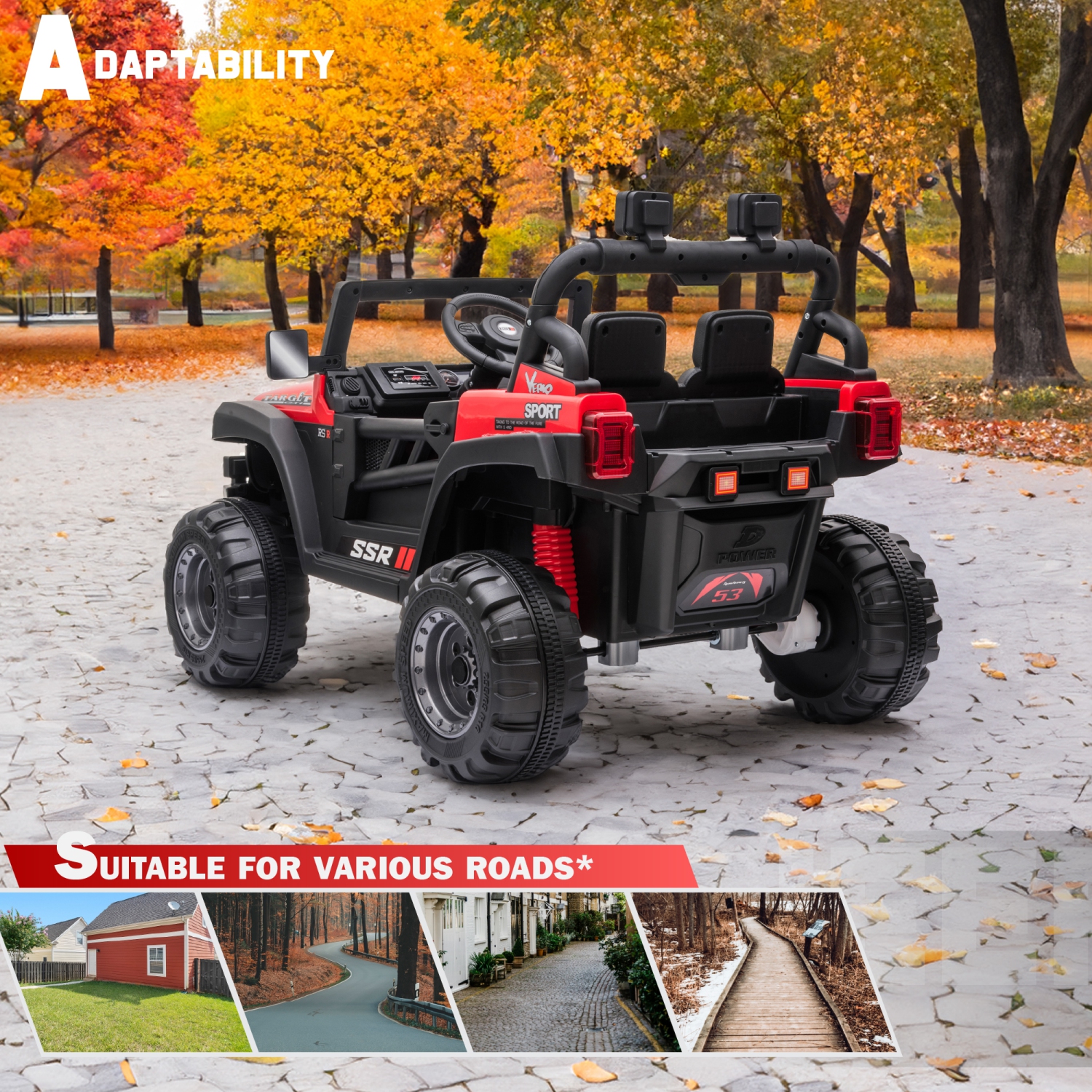 12V Jeep with Angry Face Grill Kids Ride On Car Toy with Lights and Remote Control