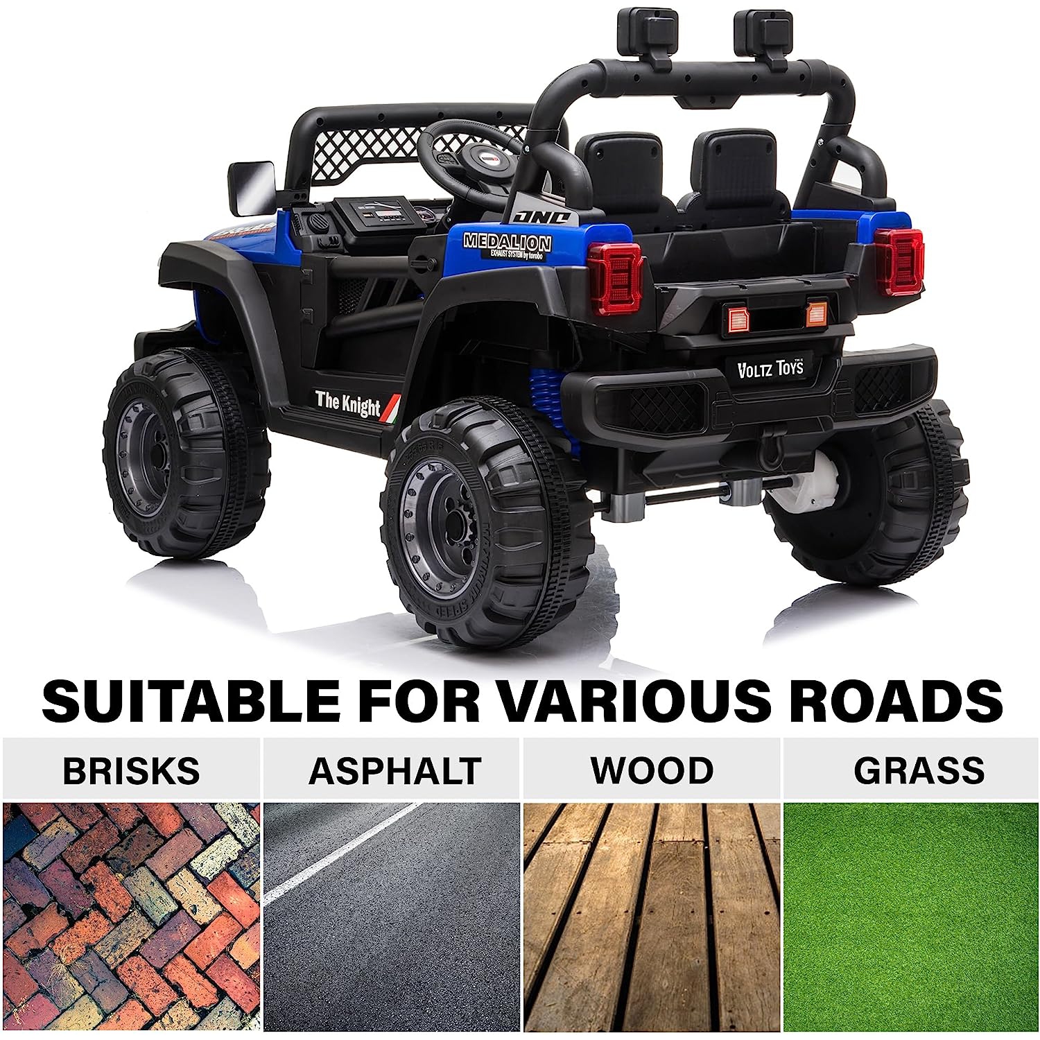 12v Jeep Kids Ride On Car Toy With Open Doors, Realistic Lights And Remote Control