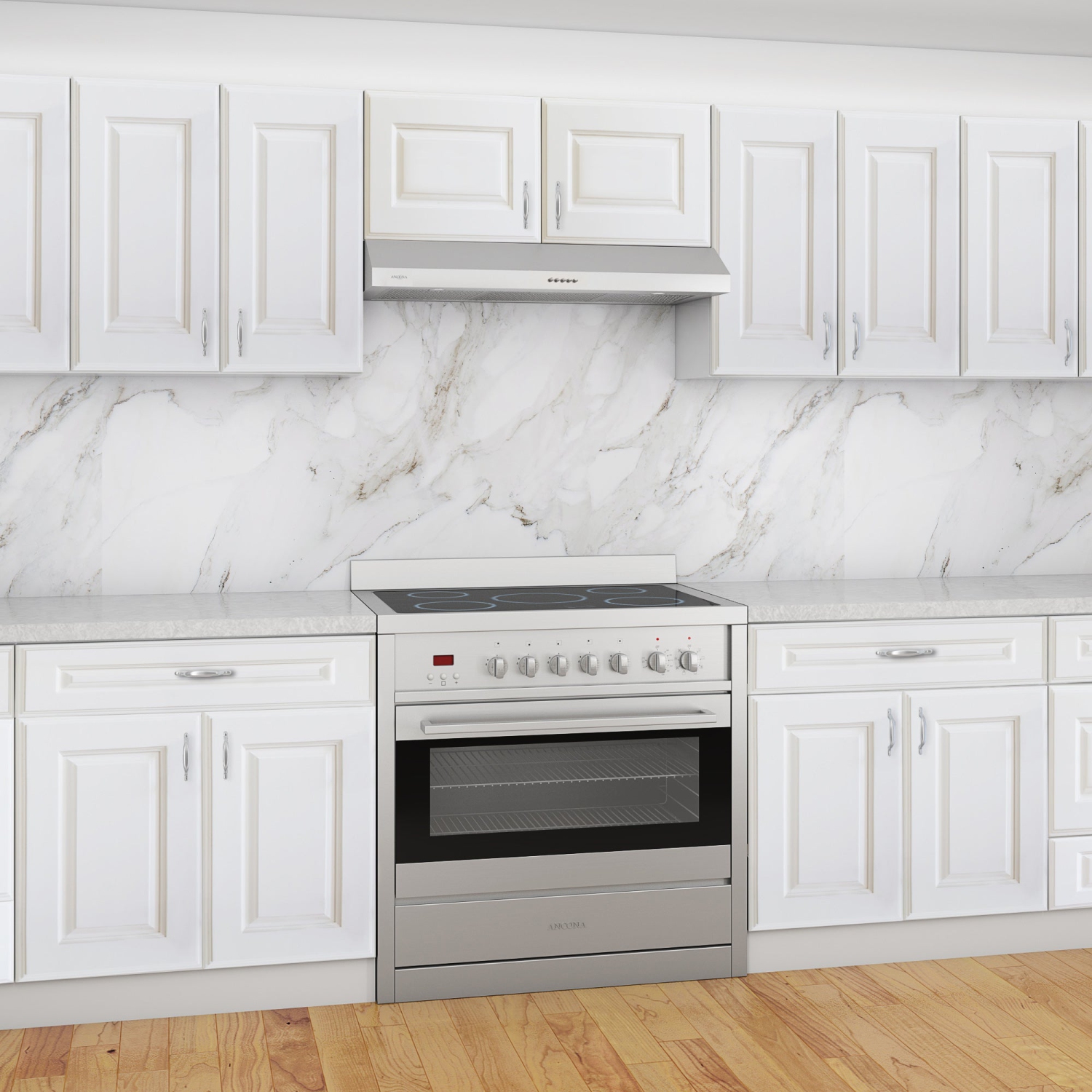 Ancona 36 po. Hotte de cuisinière Slim III en acier inoxydable