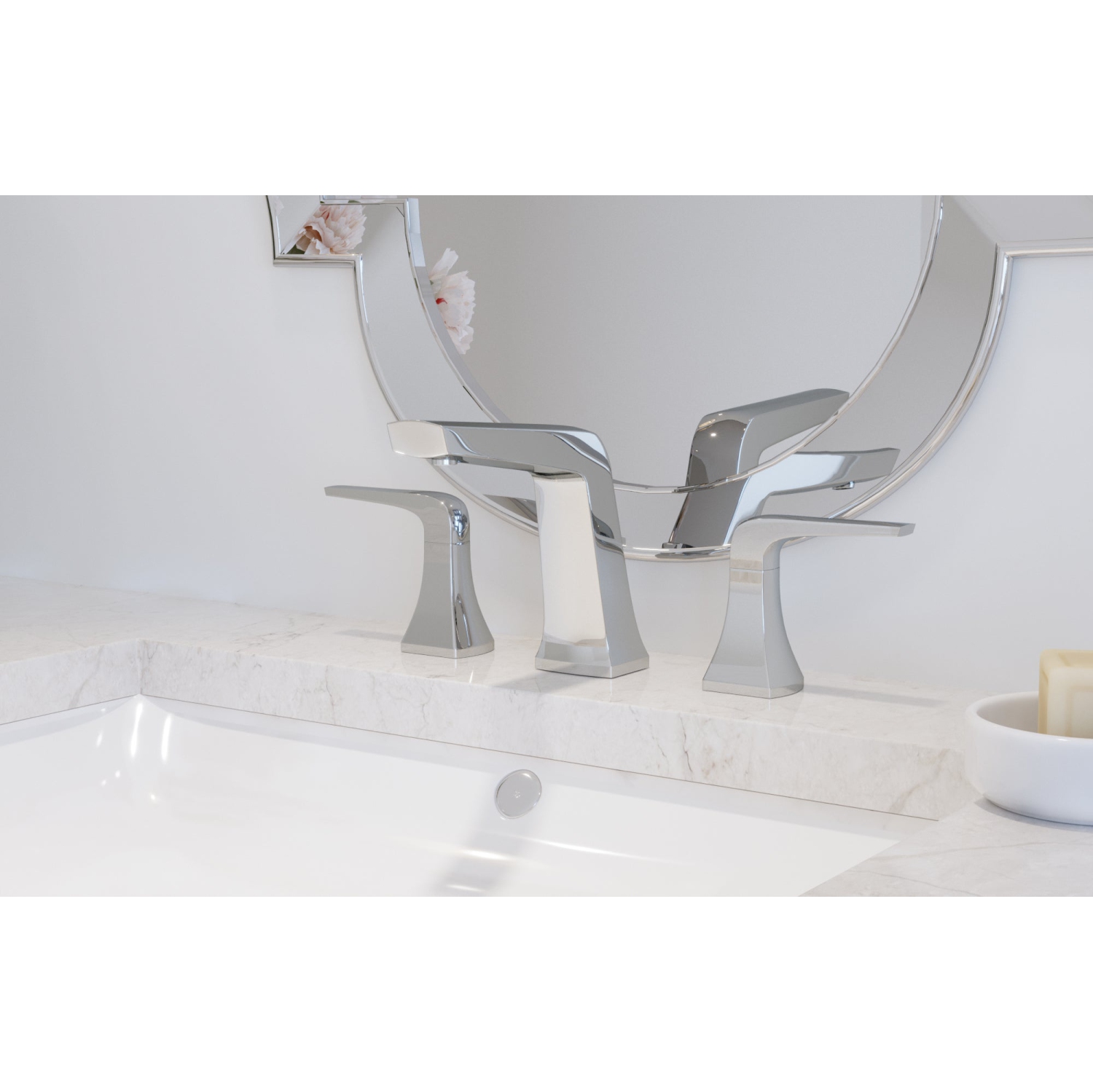 Robinet de salle de bain chromé large Ancona Linea