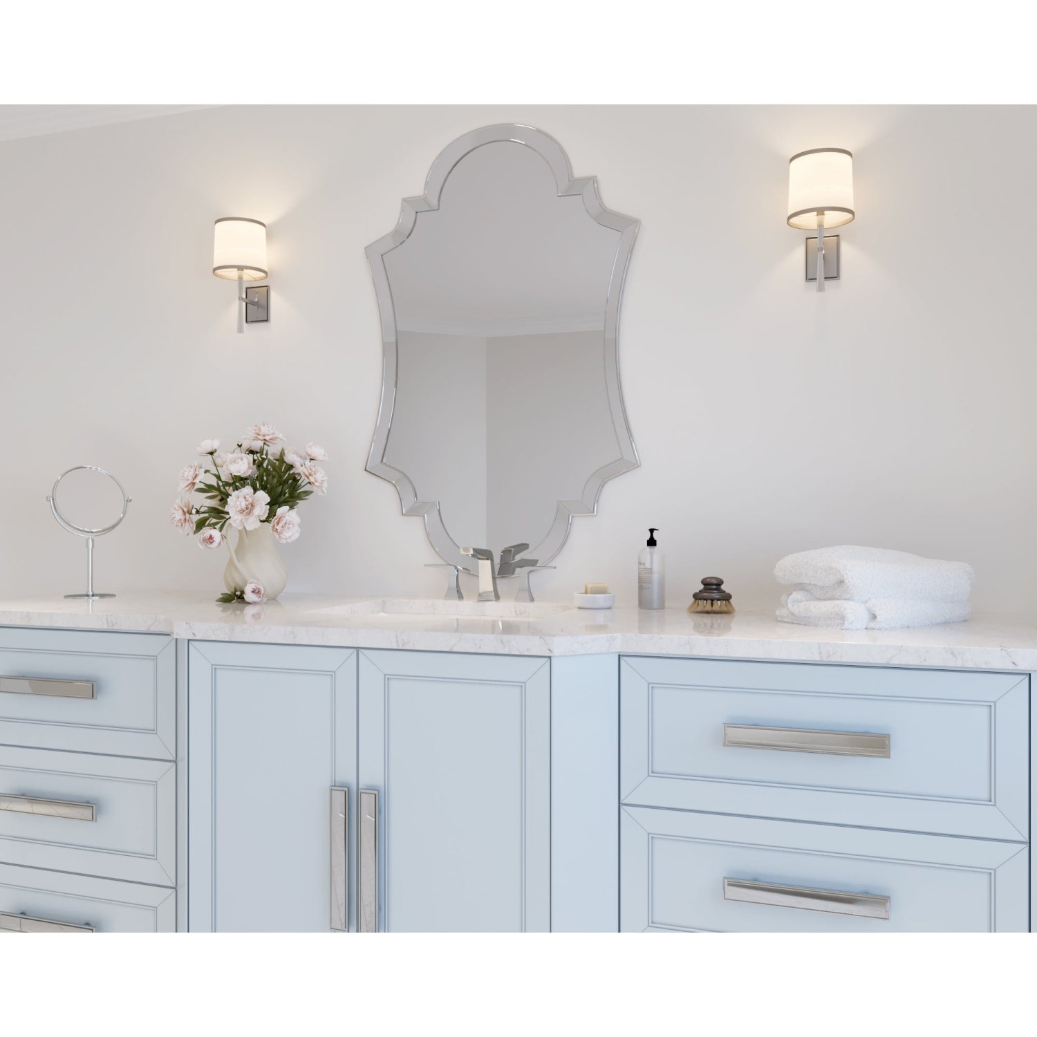 Robinet de salle de bain chromé large Ancona Linea