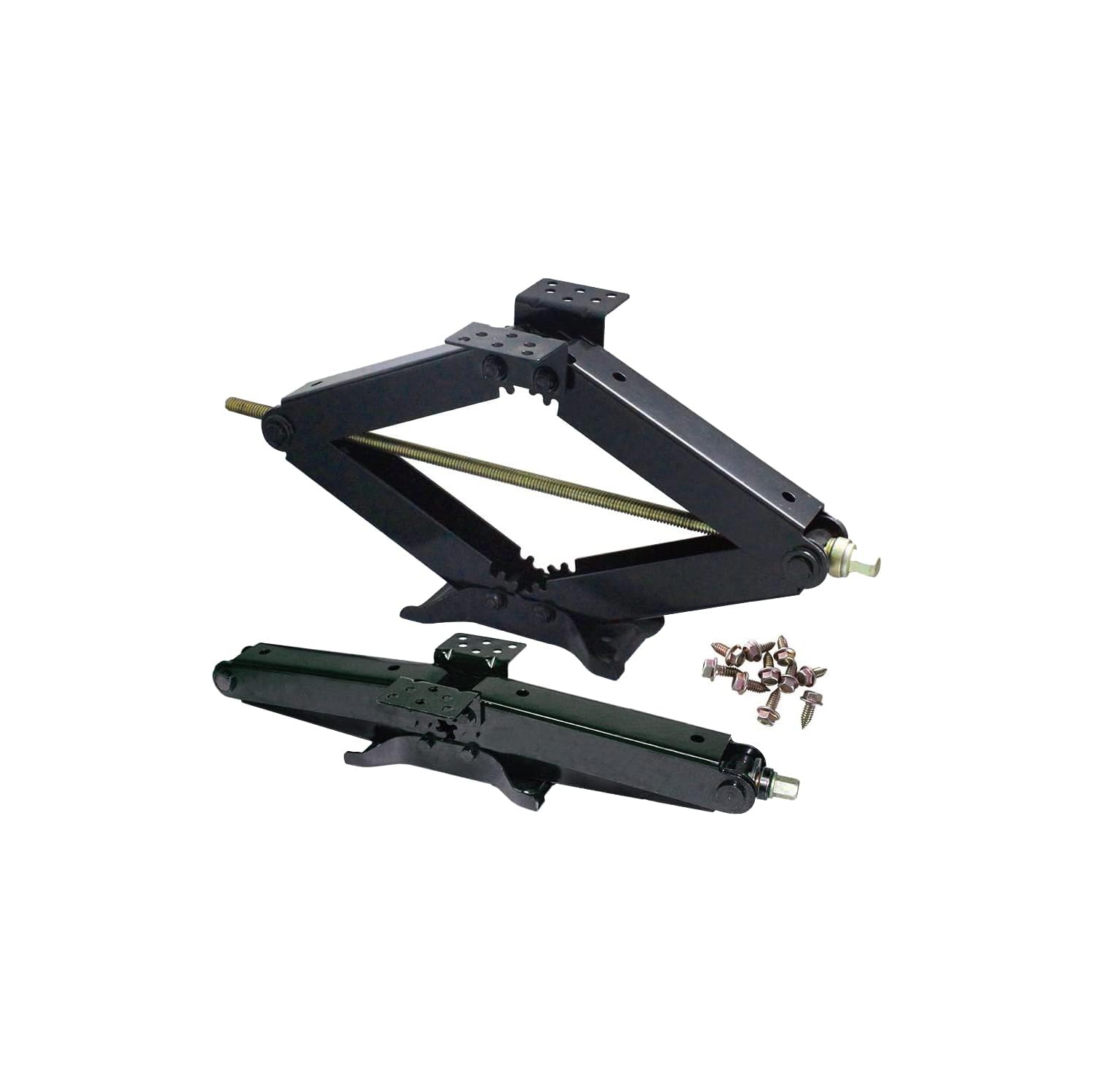 2 Pack of 2 1/4 Ton RV Stabilizer Scissor Jacks, Low Profile Grade 8 Screw Drive, Universal Bolt Plate. With Mounting Screws and Sockets - 64280