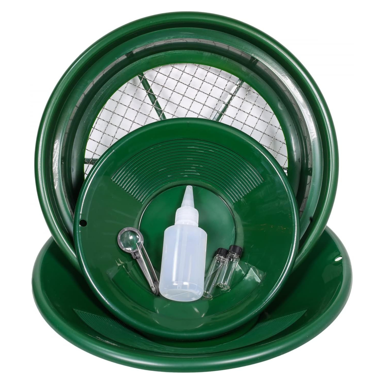 7PC Kit de panage or 1/4 système de classification en filet, moules en or vert de 14 et 10 po, 2 flacons, flacon Sniffer, pinces avec loupe