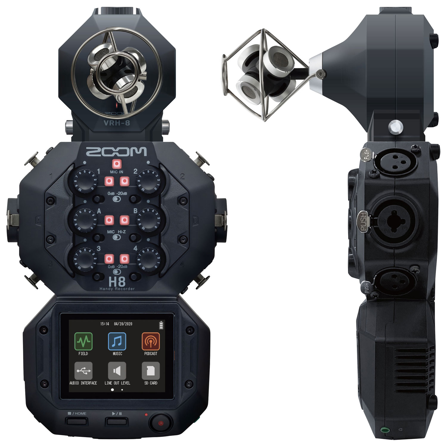 Capsule de microphone VRH-8 Ambisonics VR de Zoom pour Zoom H8 - Noir