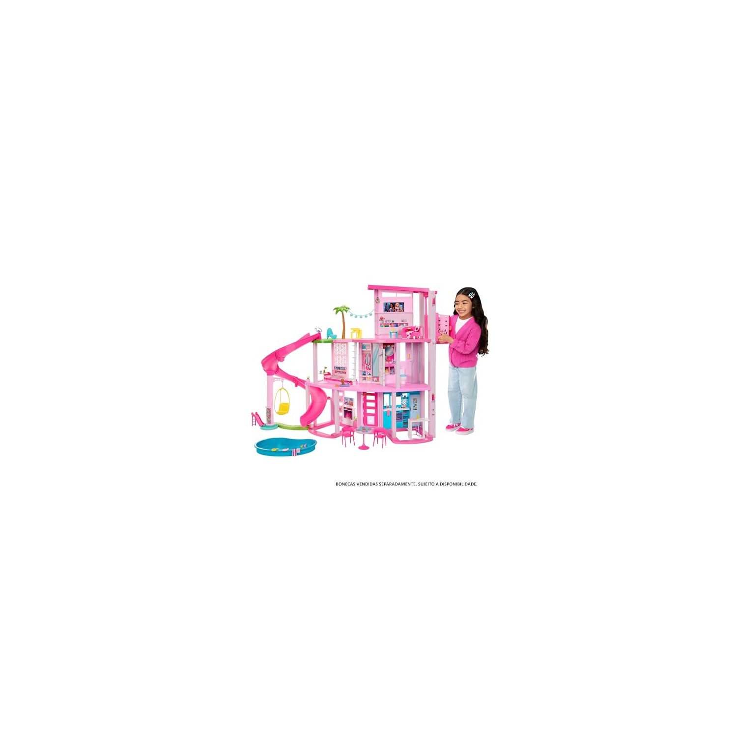Barbie Dreamhouse 2023, Maison de poupée avec plus de 75 pièces et glissade à 3 étages, Maison de Barbie, ascenseur pour animaux et aires de jeu pour