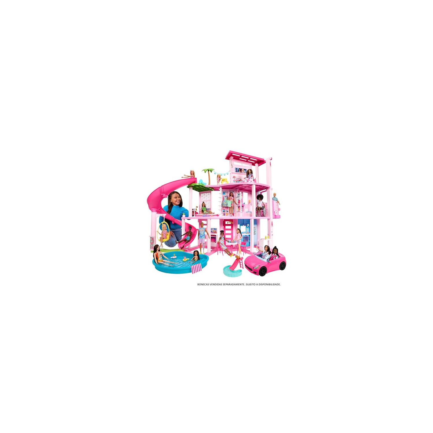 Barbie Dreamhouse 2023, Maison de poupée avec plus de 75 pièces et glissade à 3 étages, Maison de Barbie, ascenseur pour animaux et aires de jeu pour
