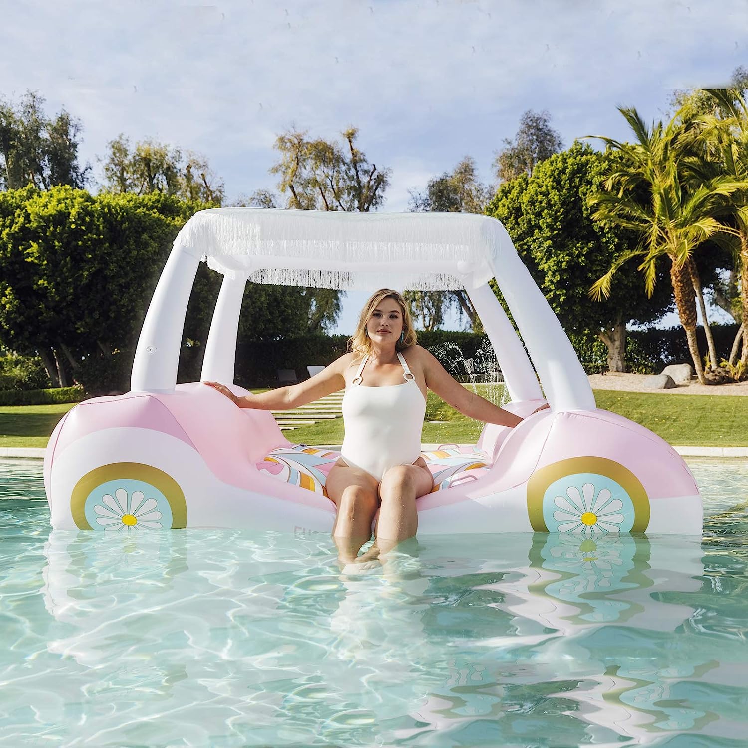 FUNBOY & Barbie Official Golf Cart Pool Float - Pink