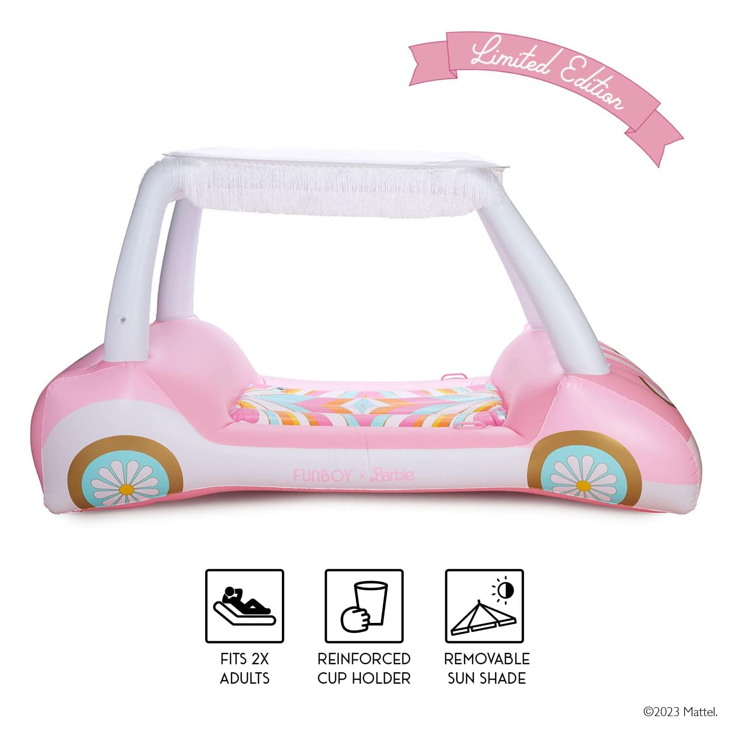 FUNBOY & Barbie Official Golf Cart Pool Float - Pink