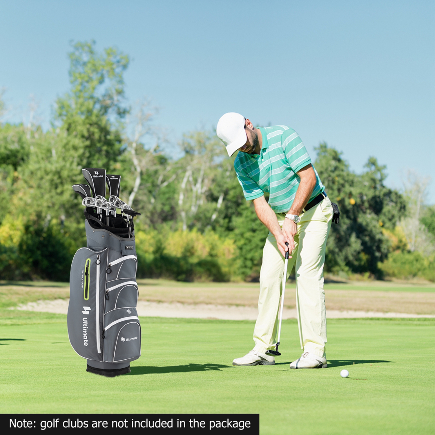 Costway Lightweight Golf Cart Bag with 15 Way Top Divider Individual Putter Well Cooler Bag