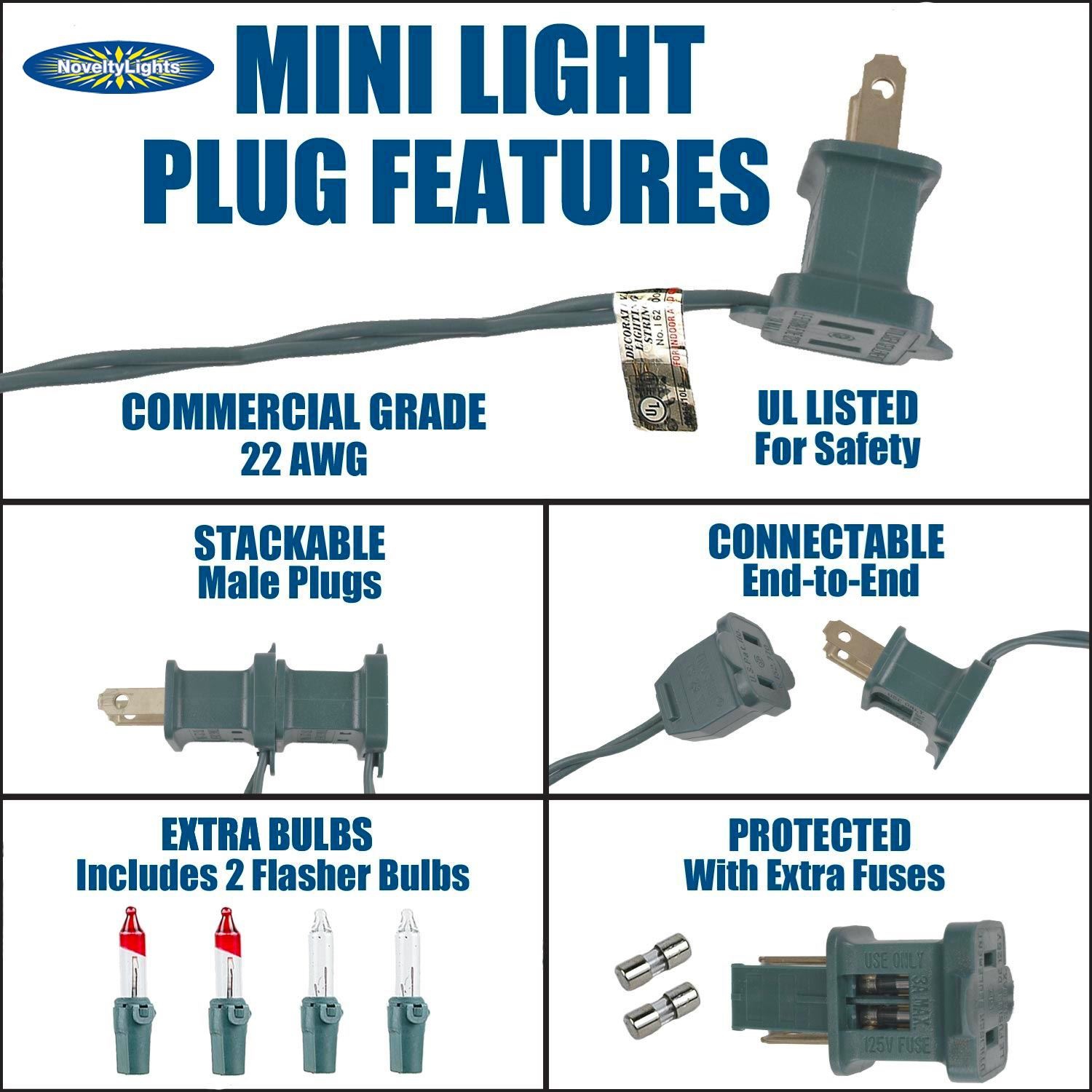 Lumières de Noël de fantaisie de 50 pi, 100 mini lumières de Noël, fil vert, lumière de Noël traditionnelle vert rétro, espacement de 6&nbsp;po,
