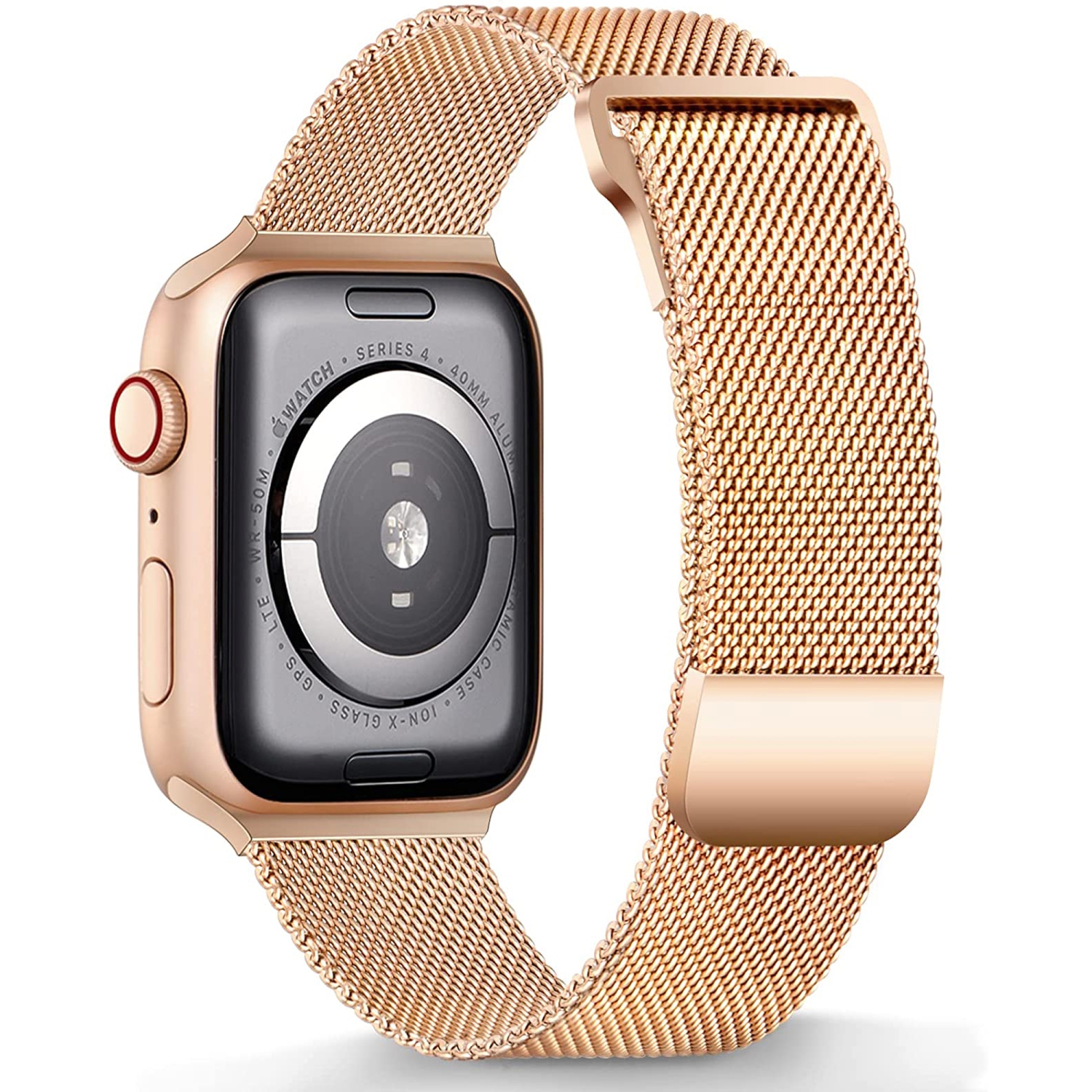 Bracelet à rabat magnétique en acier inoxydable pour Apple Watch 40&nbsp;mm Bracelet Milness pour iWatch se Ultra Series 8 7 6 5 4 3 2 1 - Doré