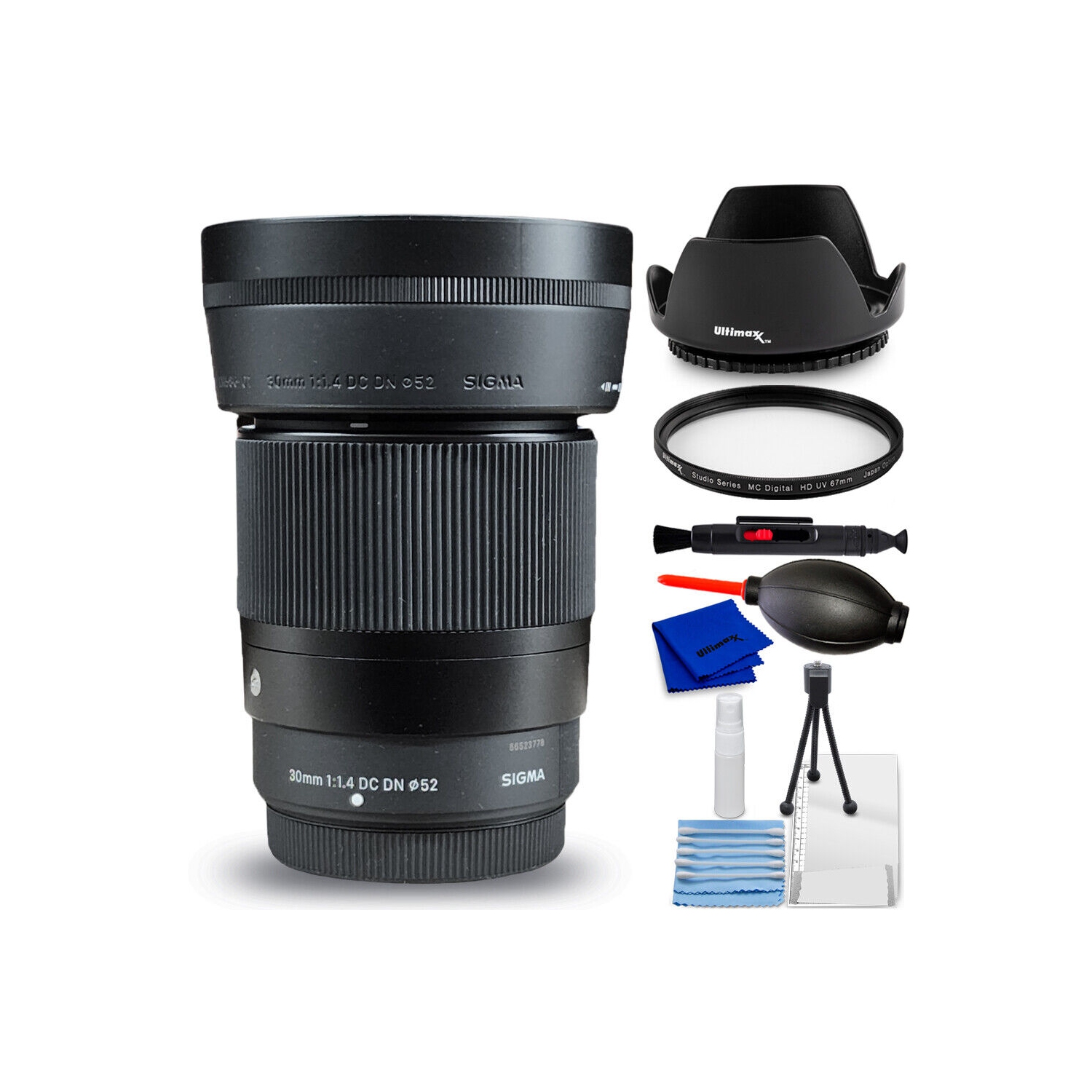 Sigma 30mm f/1.4 DC DN Contemporary Lens for Fujifilm X - 7PC Accessory Bundle