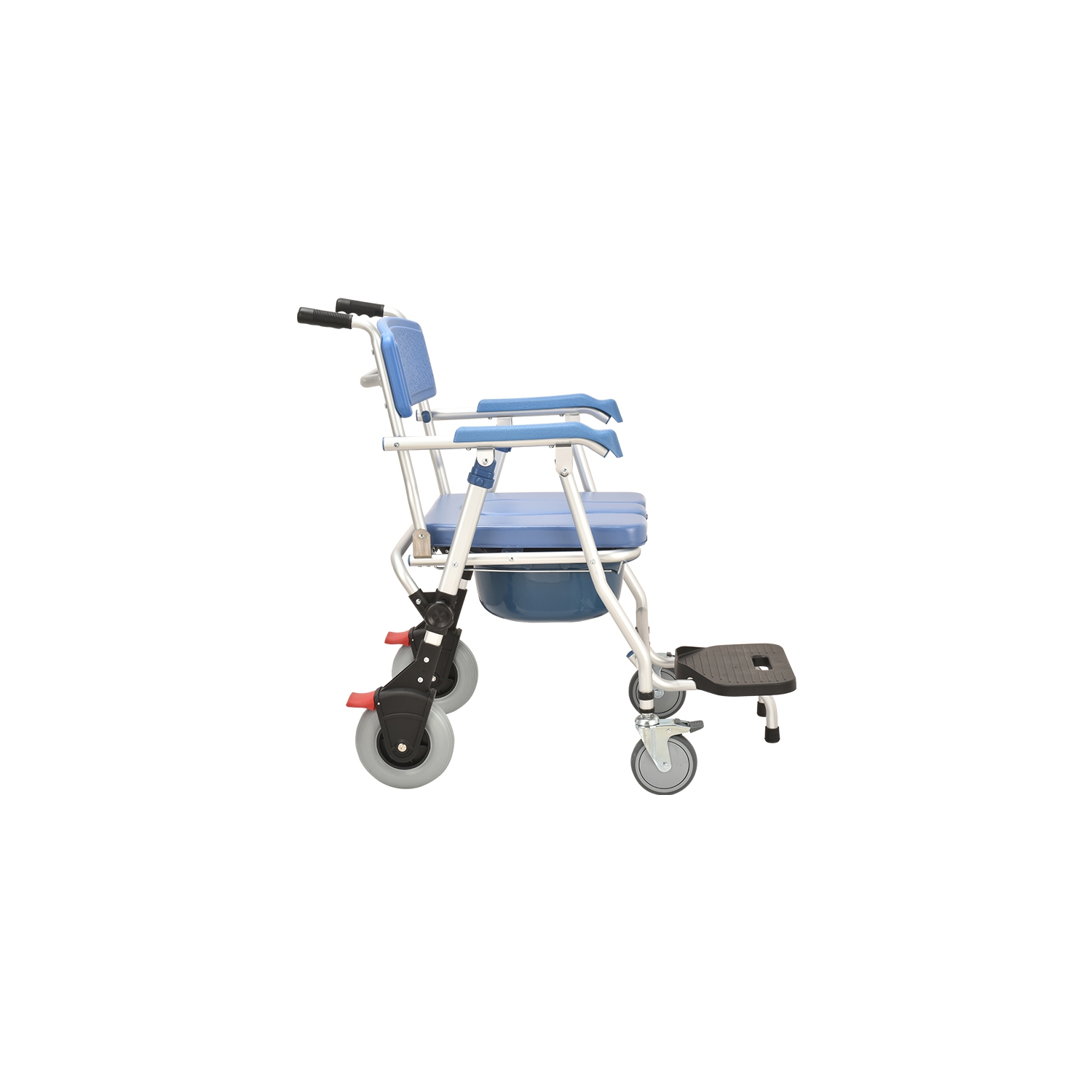 Medical commode wheelchair One button Folding commode chair toilet Shower Chair use as mobile toilet travel friendly easy to fold