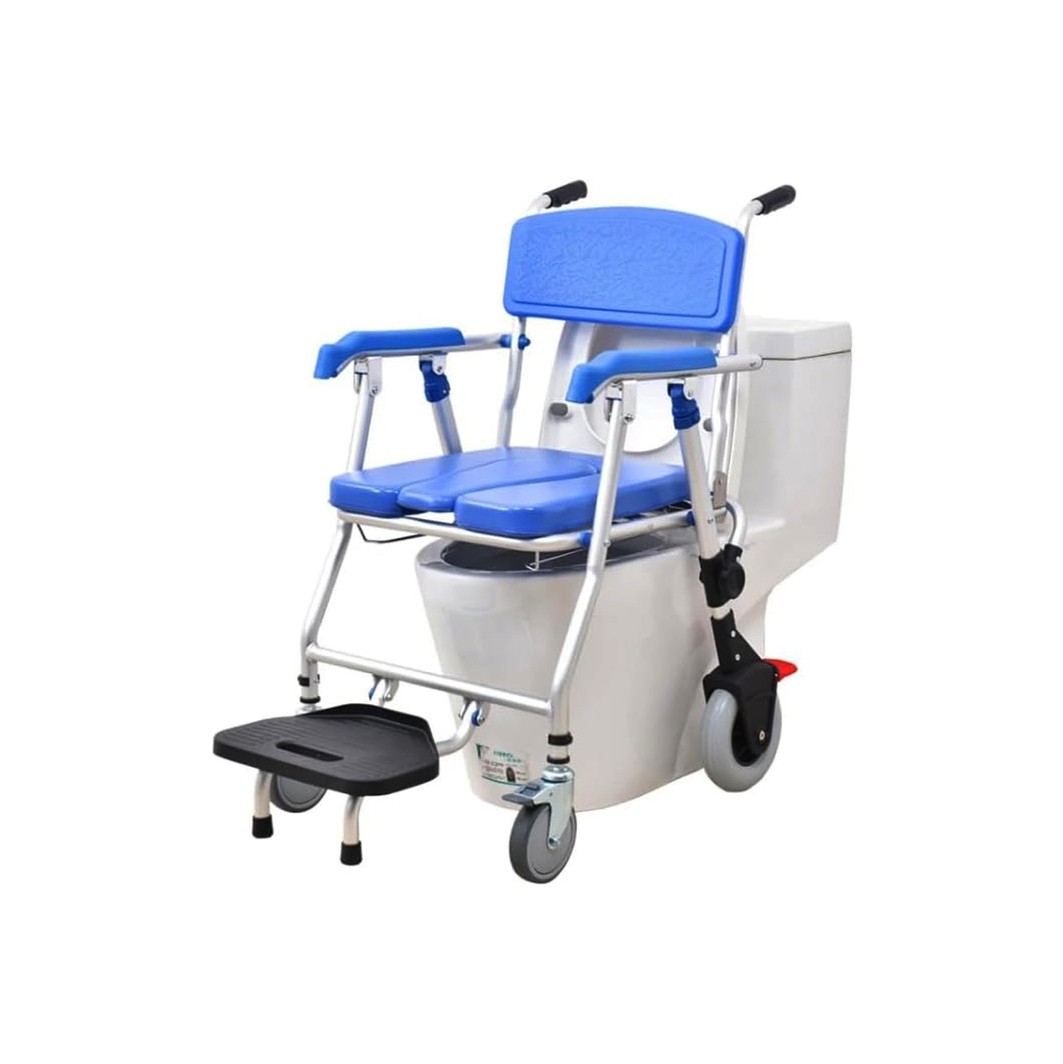 Medical commode wheelchair One button Folding commode chair toilet Shower Chair use as mobile toilet travel friendly easy to fold