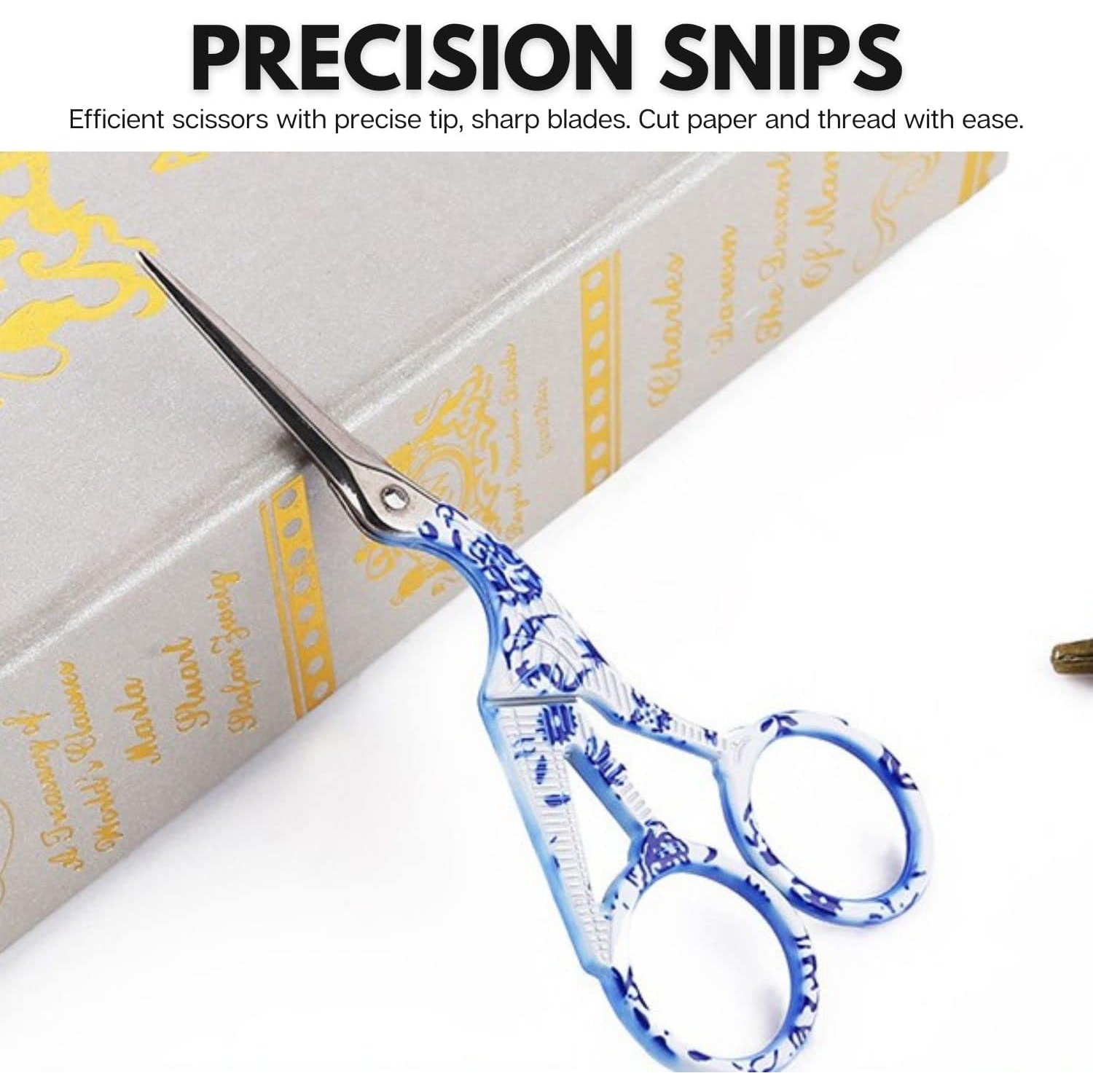 Arolly Retro Style 5.51" Embroidery Scissor with Sharp Blades, Multi-Purpose Small Sewing Scissors for Art and Needle Work, Cutting Tools for