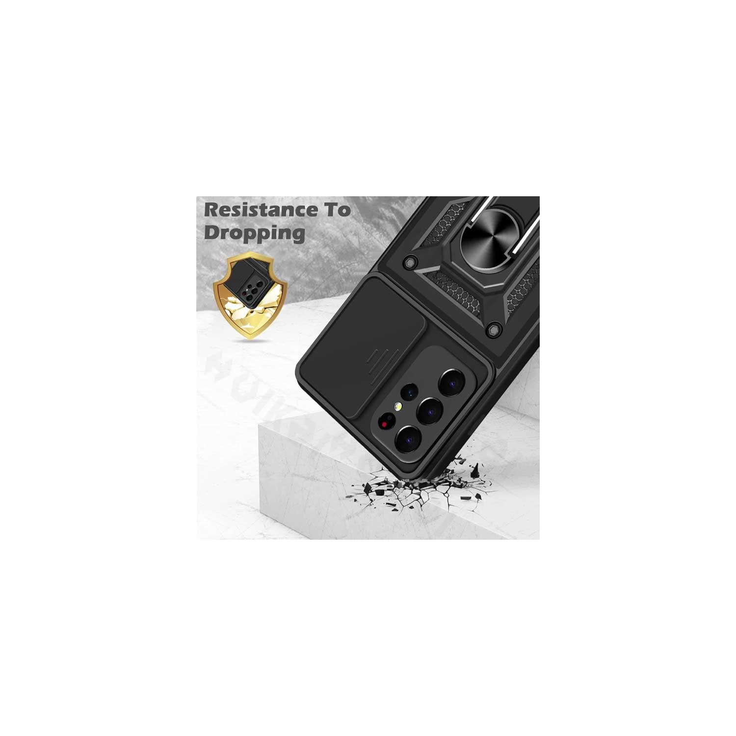 ( KEEGUARD ) étui rouge avec support pour objectif et support de Ting pour Samsung Galaxy S21 Ultra Military Dua Layer béquille