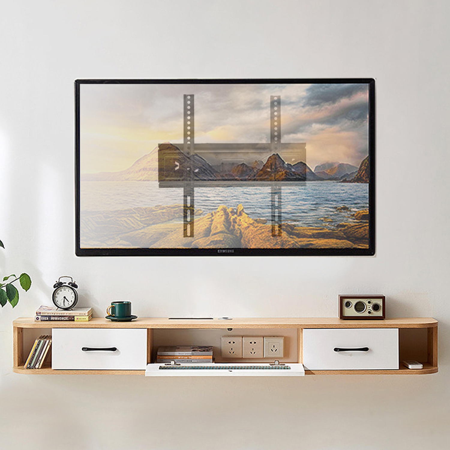 26-55in Full Motion TV Mounts with Dual Articulating Arm, TV Wall Mount Bracket Holds up to 88lbs and Max VESA 400 x 400mm