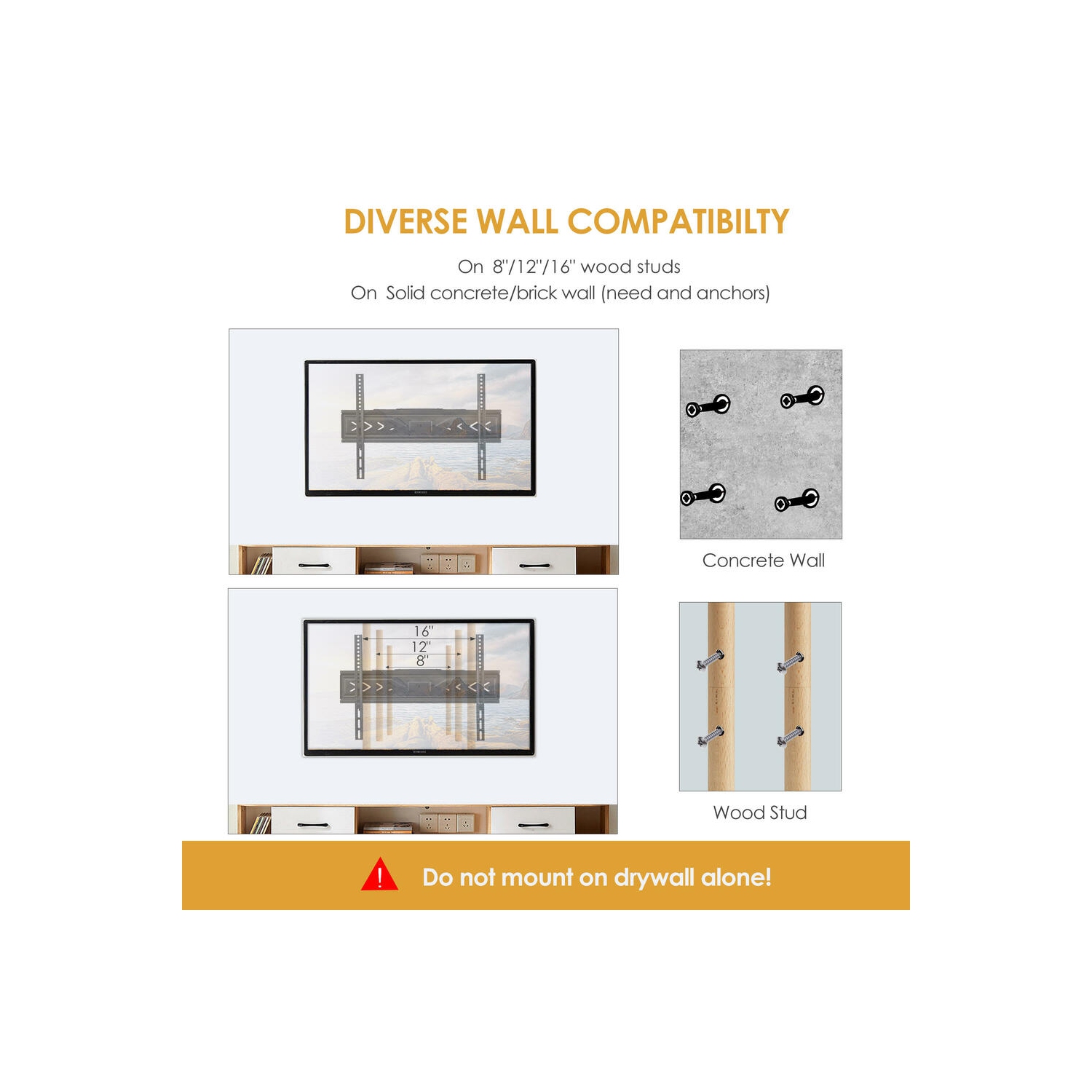 37-70 inch Full Motion TV Wall Mount with Articulating Dual Support 6-Arms Holds up to 88lbs and Max VESA 600 x 400mm