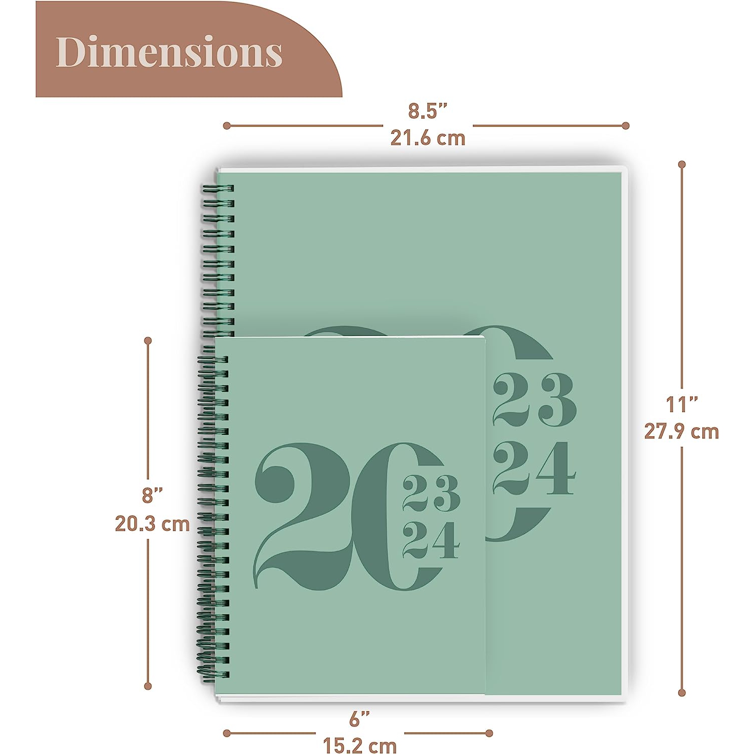 Agenda hebdomadaire et mensuel académique typographique de 2025-2026 12 mois de Rileys & Co, 8 x 6 en vert