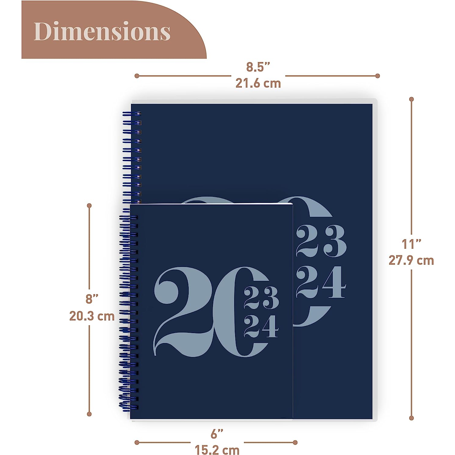 Agenda hebdomadaire et mensuel académique typographique de 2025-2026 12 mois de Rileys & Co, 8,5 x 11&nbsp;po, bleu