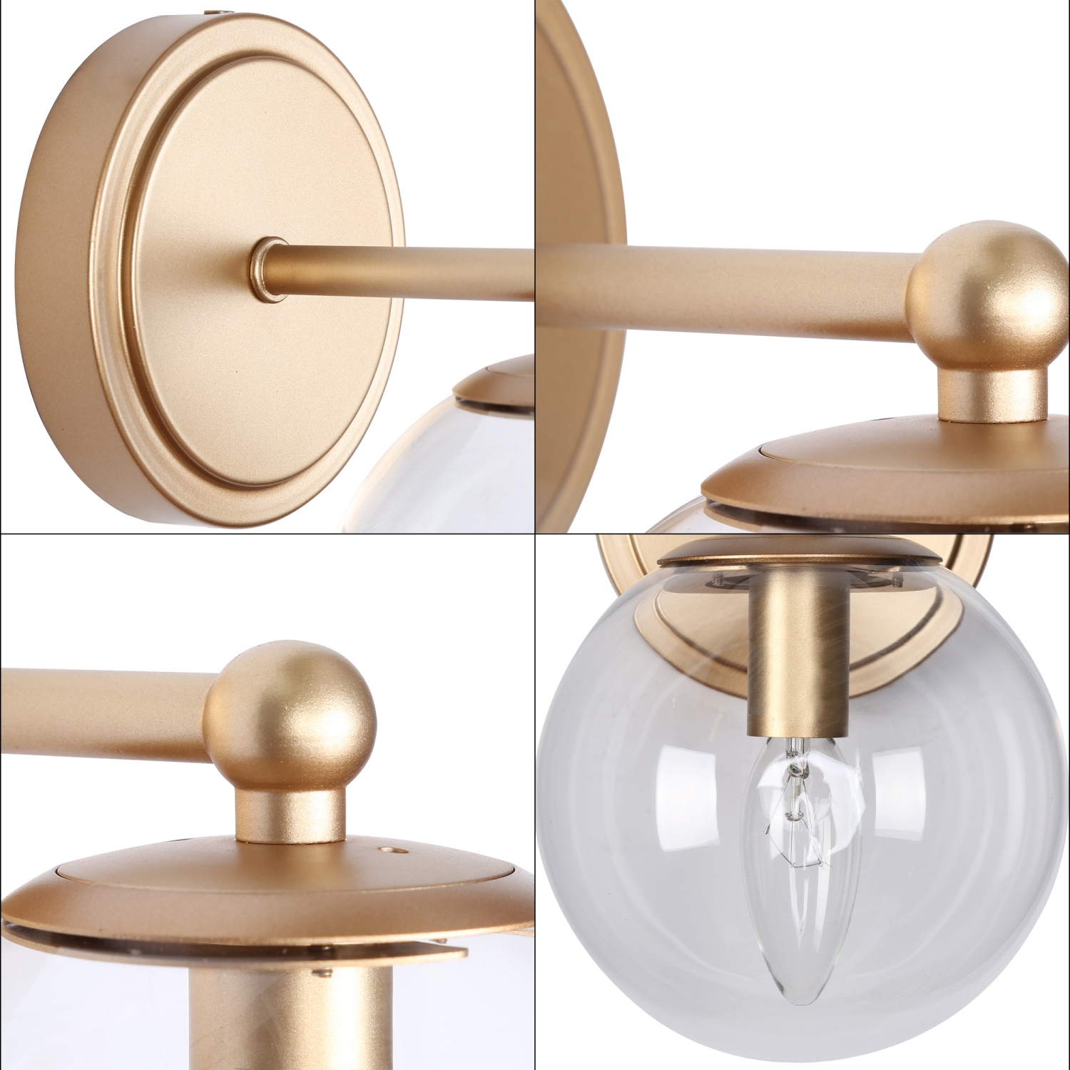 Modern Globe Bubble Bedroom Wall Lights, 5.5-in W 1-Light Satin Gold with Clear Globe Glass Modern/Contemporary LED Wall Sconce
