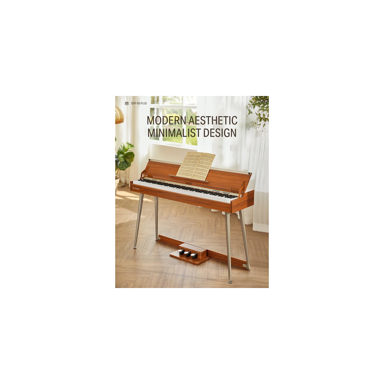 Piano numérique vertical en bois à 88 touches lestées DDP-80 PLUS DE Donner avec couvercle de piano à 3 pédales