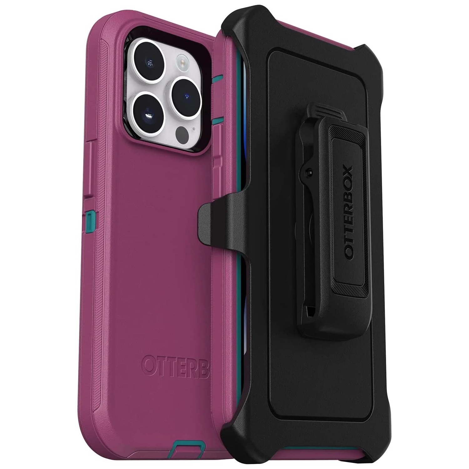 OtterBox Defender Screenless Series Case & Belt Clip Holster for iPhone 14 Pro, Canyon Pink