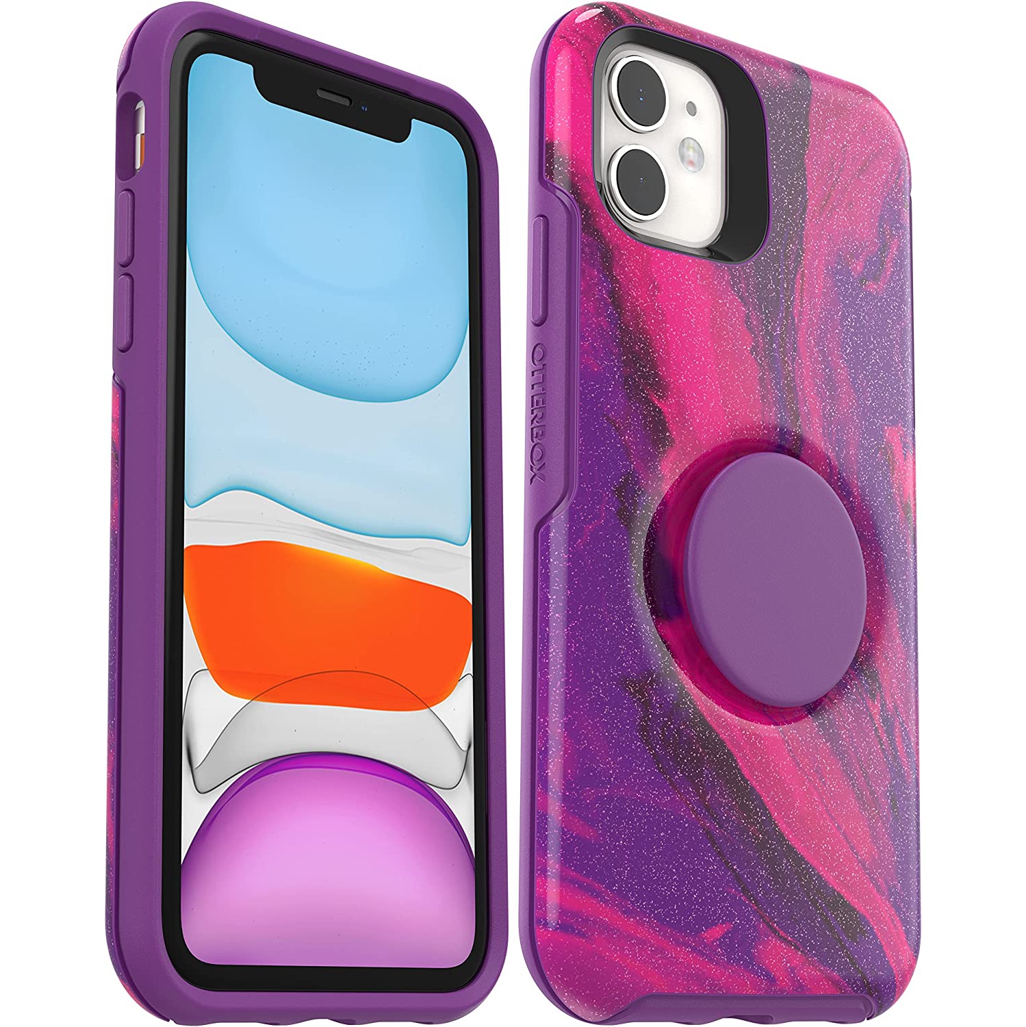 OtterBox + Pop Symmetry Series Slim Case for iPhone 11, iPhone XR, Berry Flow