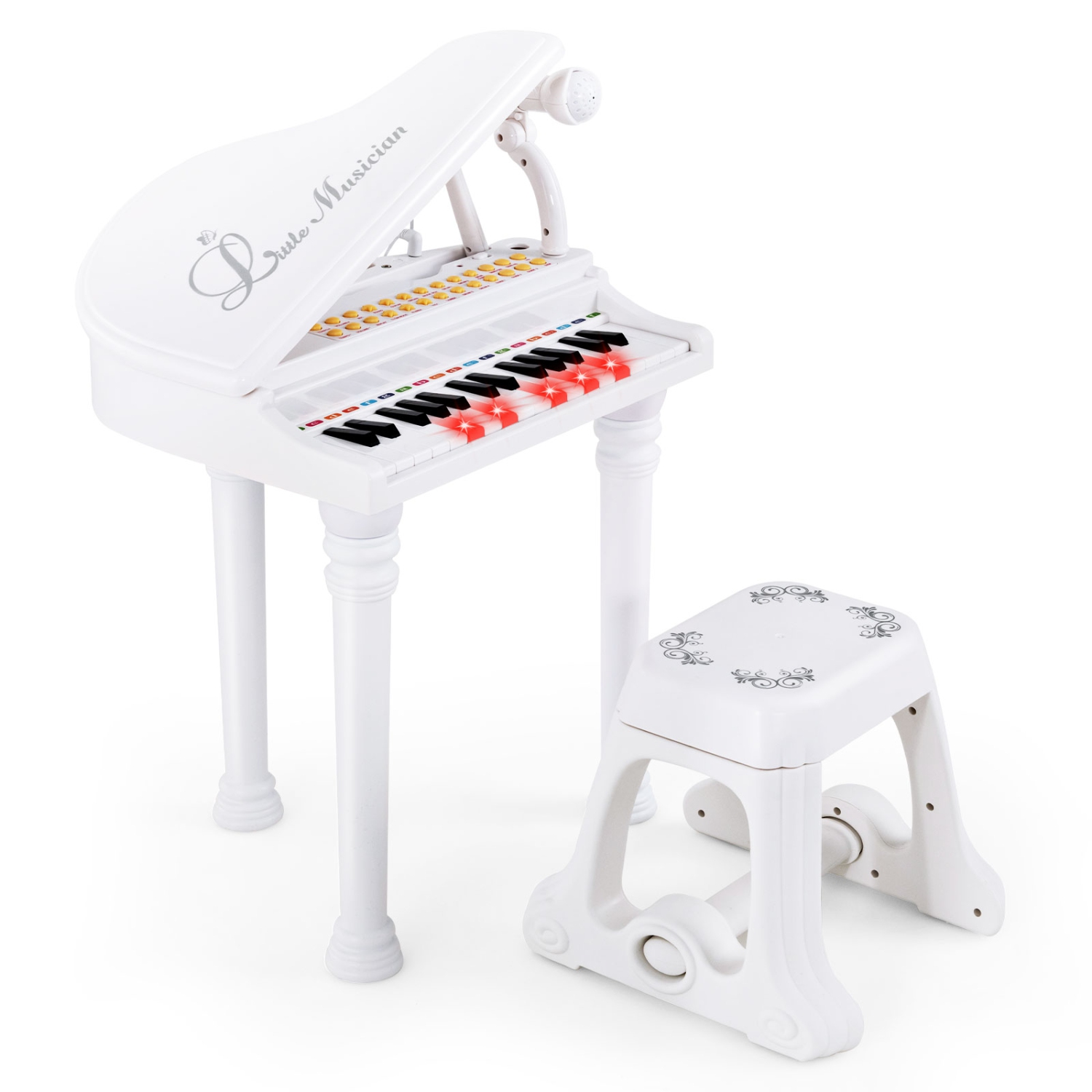 Instrument musical avec tabouret et microphone pour enfants Piano Keyboard Toy de Costway 31 touches