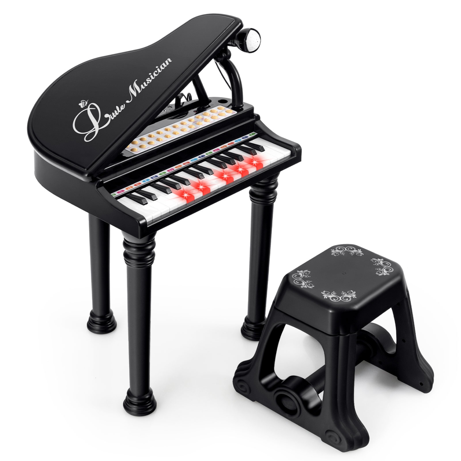Instrument musical avec tabouret et microphone pour enfants Piano Keyboard Toy de Costway 31 touches