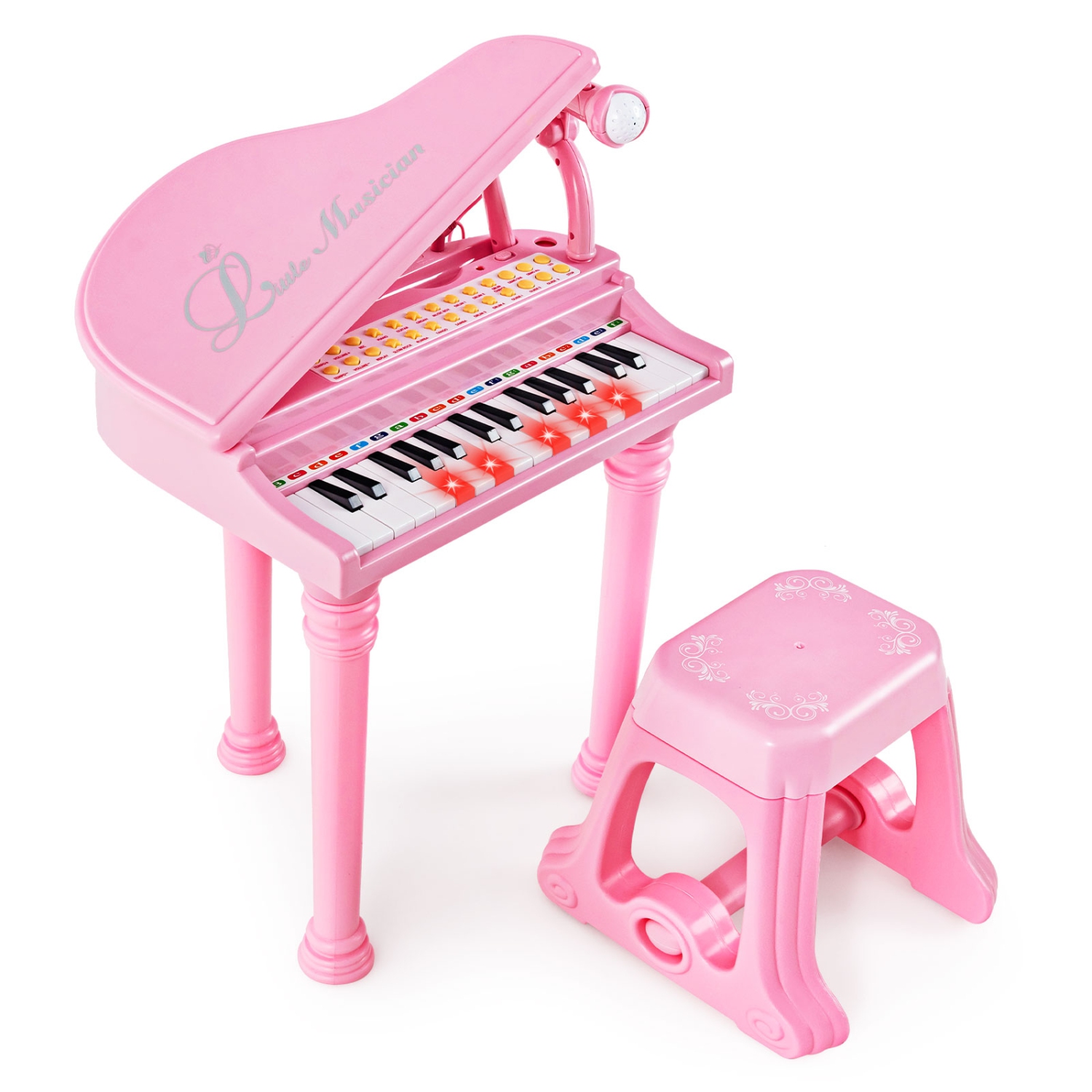 Instrument musical avec tabouret et microphone pour enfants Piano Keyboard Toy de Costway 31 touches