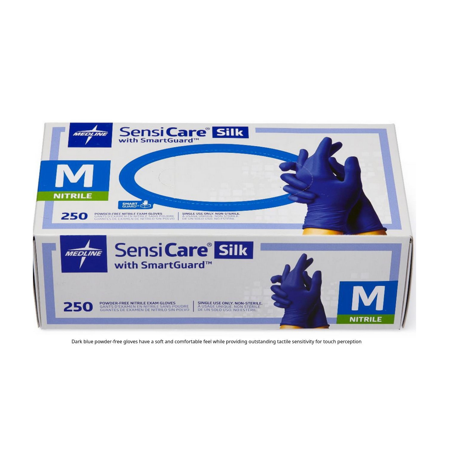 Medline – Gants jetables en nitrile sans poudre avec SmartGuard | Médical, nettoyage, manipulation des aliments, usage industriel/général | 250 par