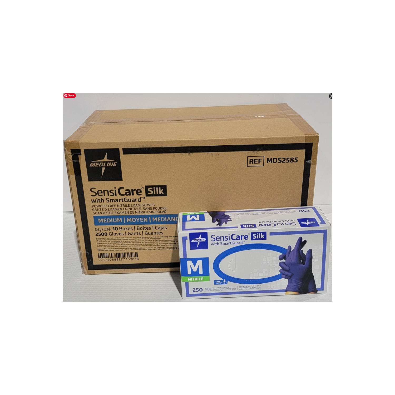 Medline – Gants jetables en nitrile sans poudre avec SmartGuard | Médical, nettoyage, manipulation des aliments, usage industriel/général | 250 par