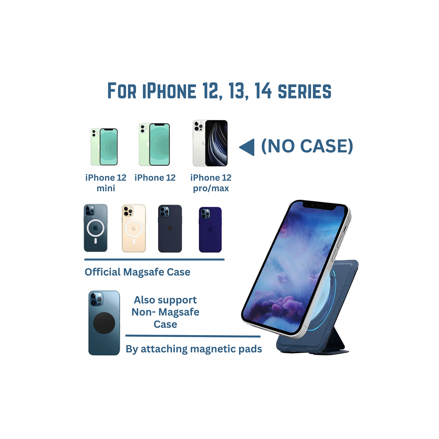 MagSafe Wallet with Stand Phone Card Holder Leather Cover Case Magnetic for iPhone 14 13 12 Pro Max Magsafe Back with Kickstand