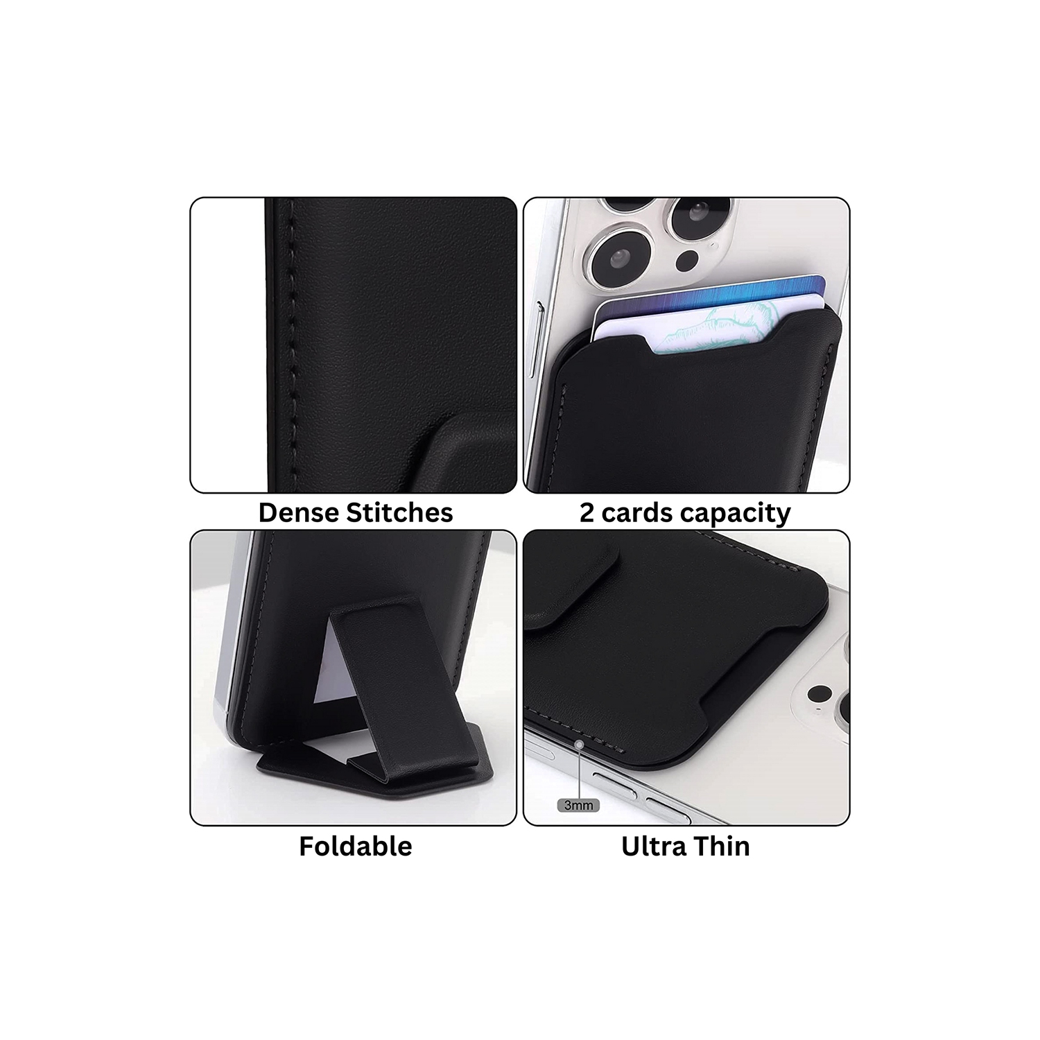 MagSafe Wallet with Stand Phone Card Holder Leather Cover Case Magnetic for iPhone 14 13 12 Pro Max Magsafe Back with Kickstand