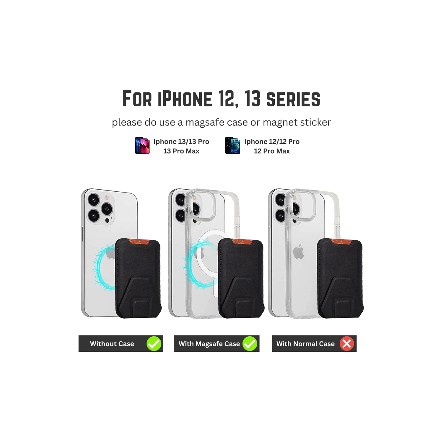 MagSafe Wallet with Stand Phone Card Holder Leather Cover Case Magnetic for iPhone 14 13 12 Pro Max Magsafe Back with Kickstand