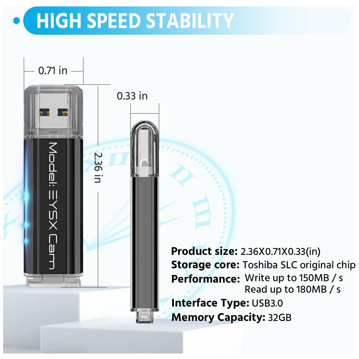 Dashcam Flash Drive for Tesla Model Y/3/S/X Sentry Mode Pre-Configured, Fast, SLC USB Drive for Tesla Model 3/S/X/Y - 32 GB