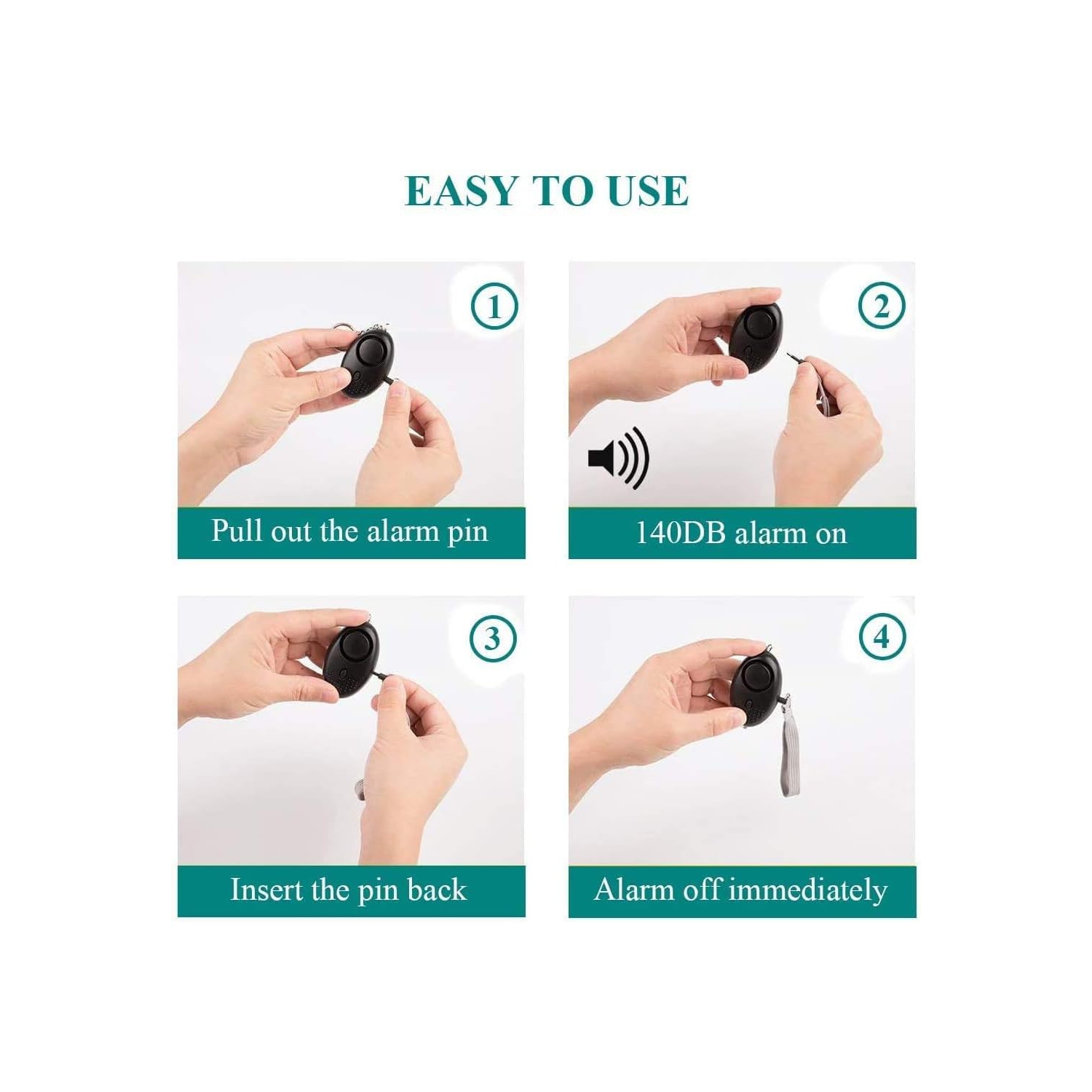 Alarme personnelle d'urgence, paquet de 3 porte-clés de sirène personnelle 140dB avec lumières DEL, hommes, femmes, enfants, personnes âgées alarme