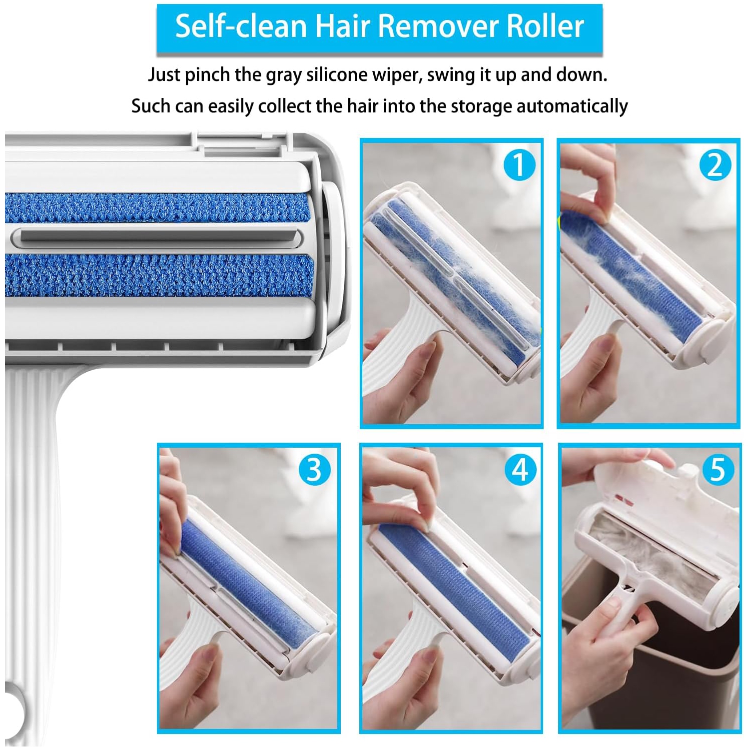 Reusable Pet Hair Remover Roller – Effortless Fur Removal for Dogs & Cats on Carpets, Furniture, Clothes, Bedding & More