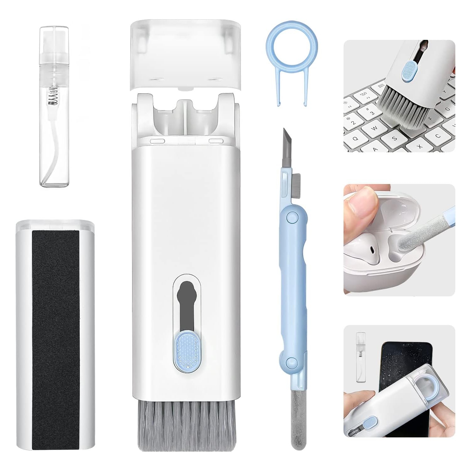 7 in 1 Electronic Cleaner Kit, Keyboard Cleaner Kit, Cleaning Pen for Airpods Pro, Multifunctional Cleaning Kits Fit for Keyboards, Cell Phones,