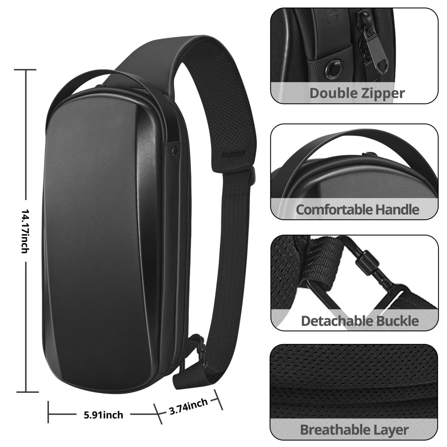 Carrying Case for Steam Deck Console & Accessories, Shockproof Hard Shell Protective Crossbody Shoulder Chest Backpack with Pockets Fit Console for