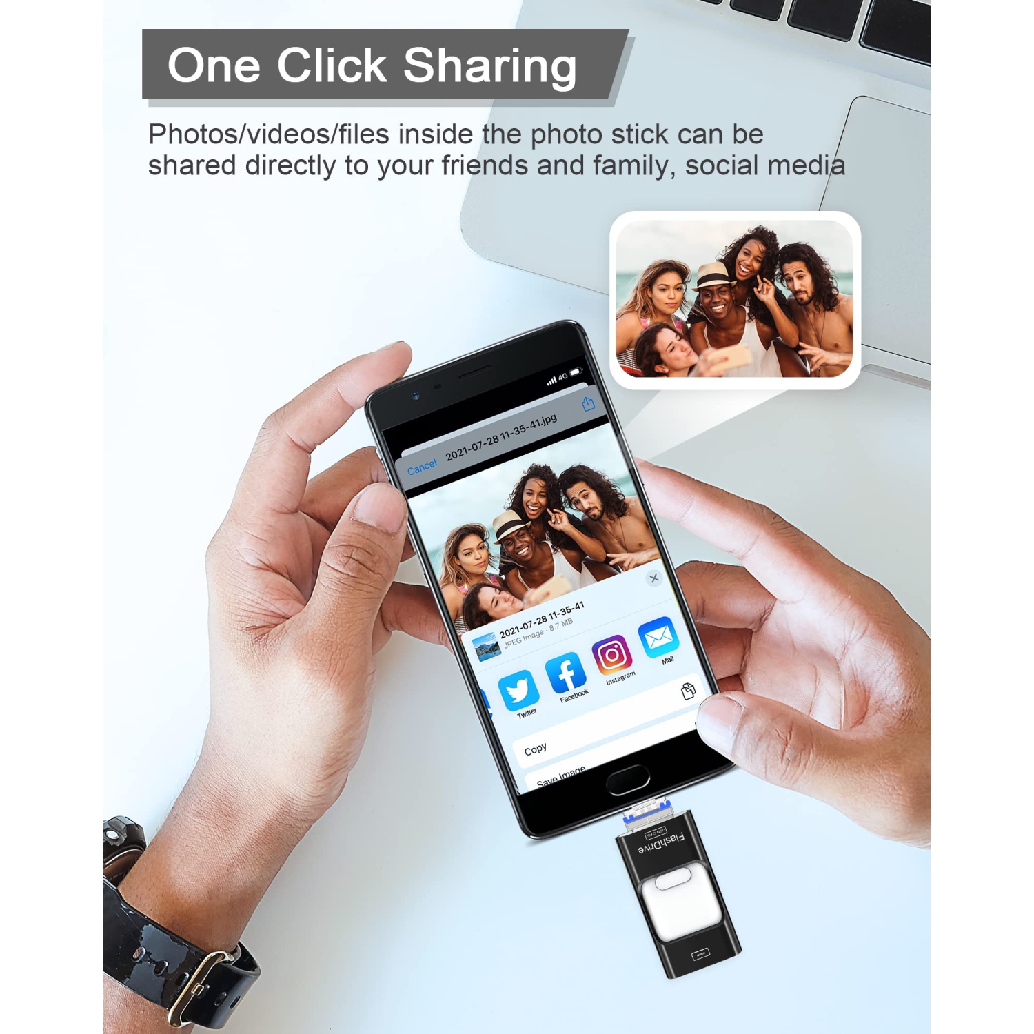 Clé USB de 256GB Go, clé de stockage de données externe pour clé USB compatible avec les téléphones, les tablettes, les appareils Android, les PC et